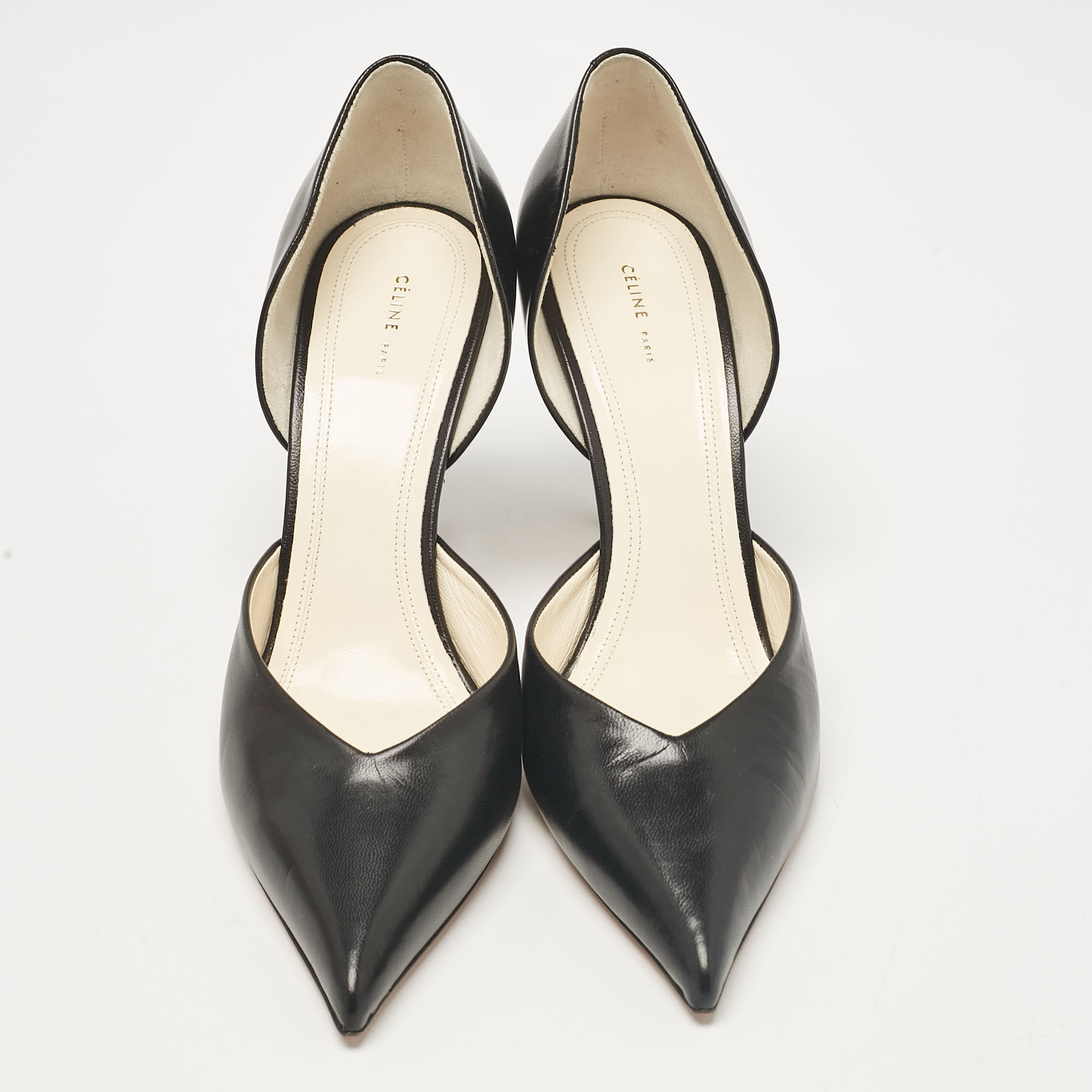 Celine Black Leather D'orsay Pumps Size 38.5