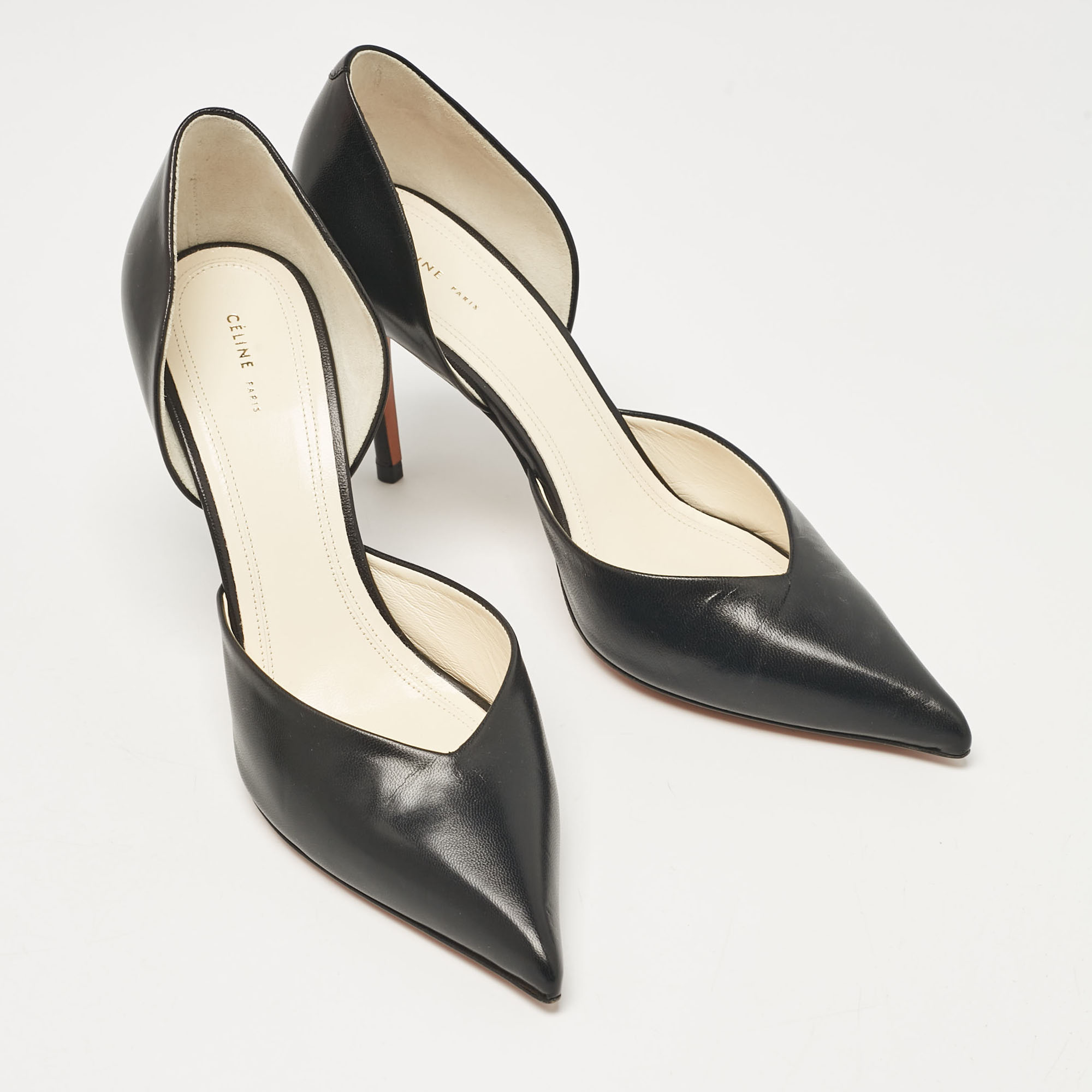 Celine Black Leather D'orsay Pumps Size 38.5