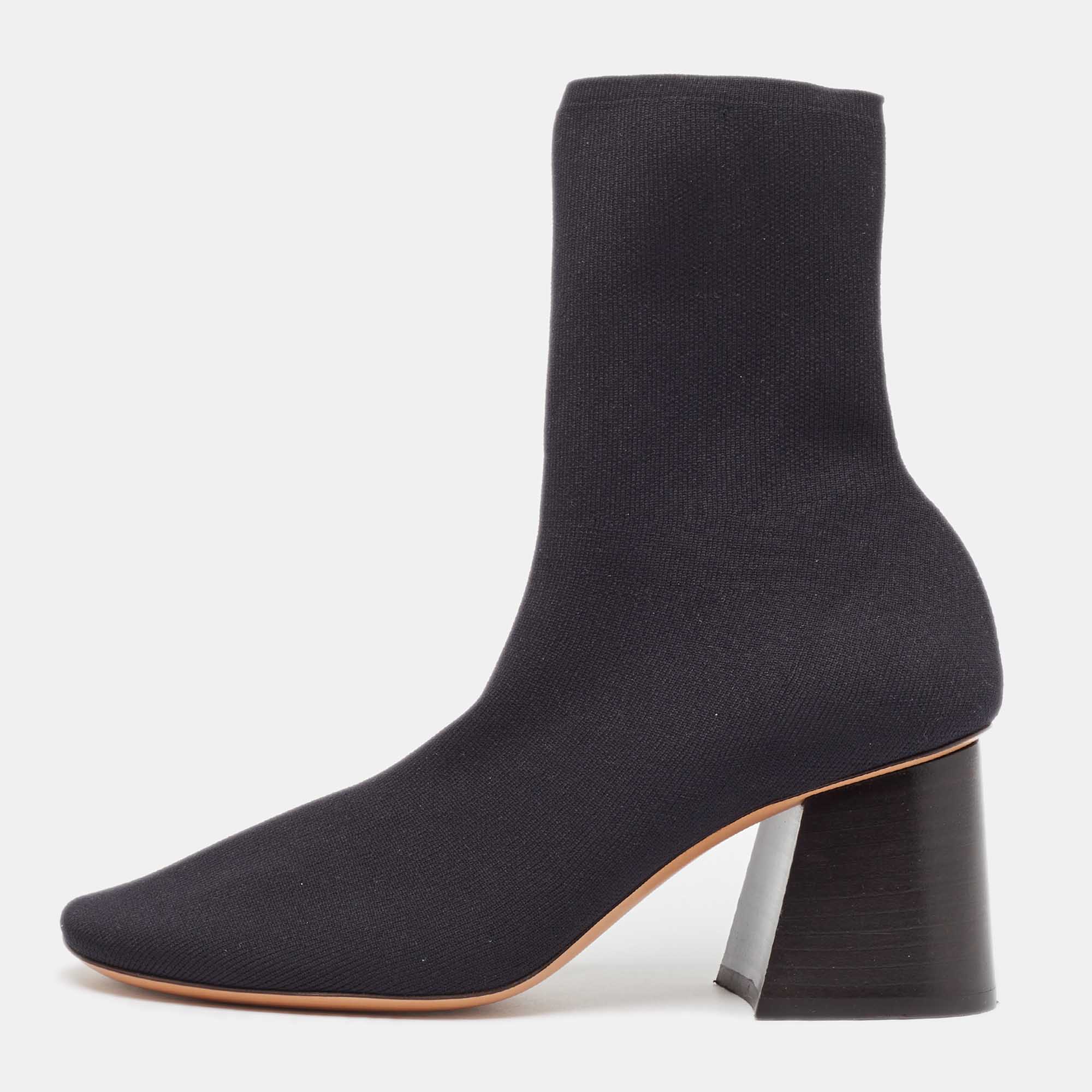 Celine black knit fabric ankle boots size 35