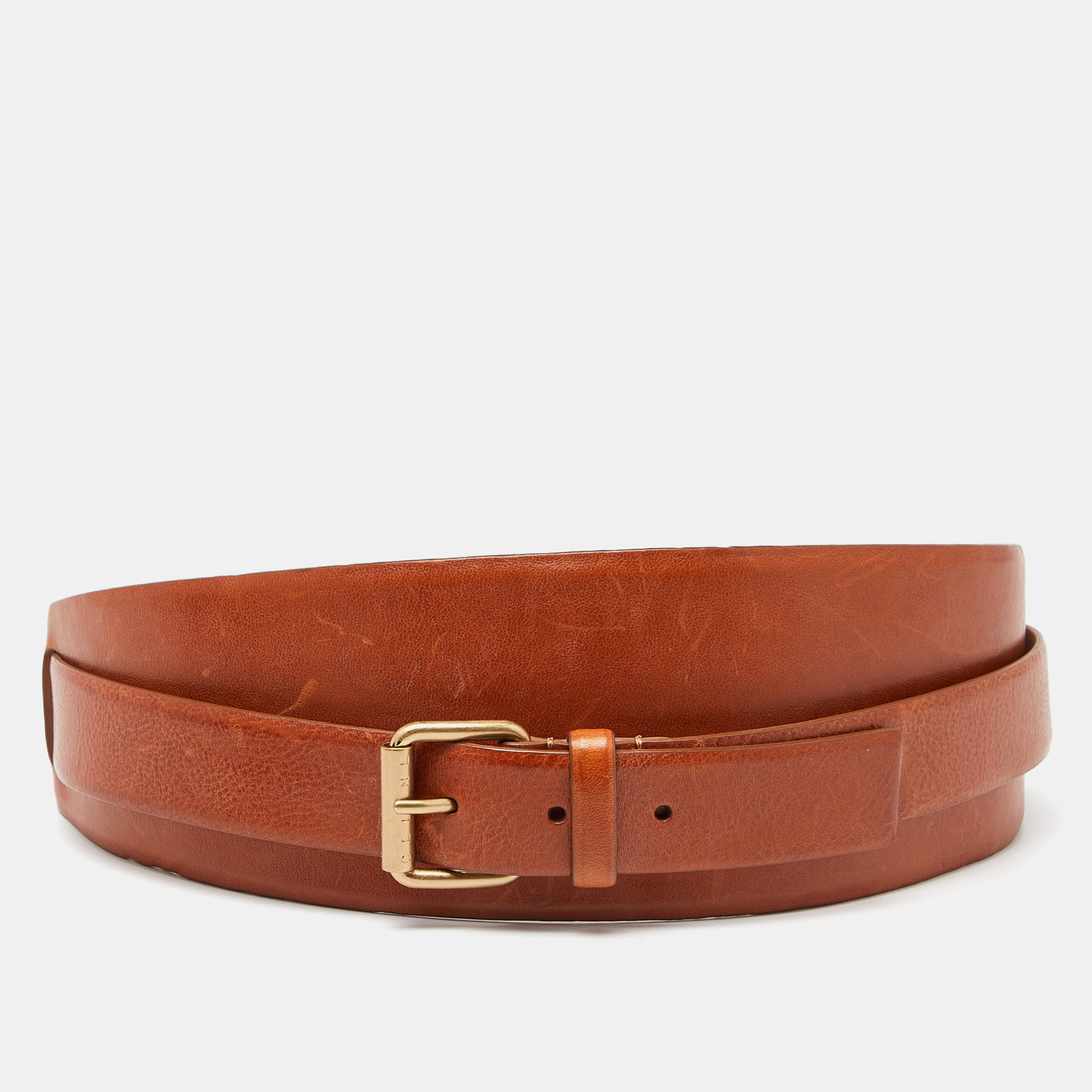 Celine tan leather wide waist belt m