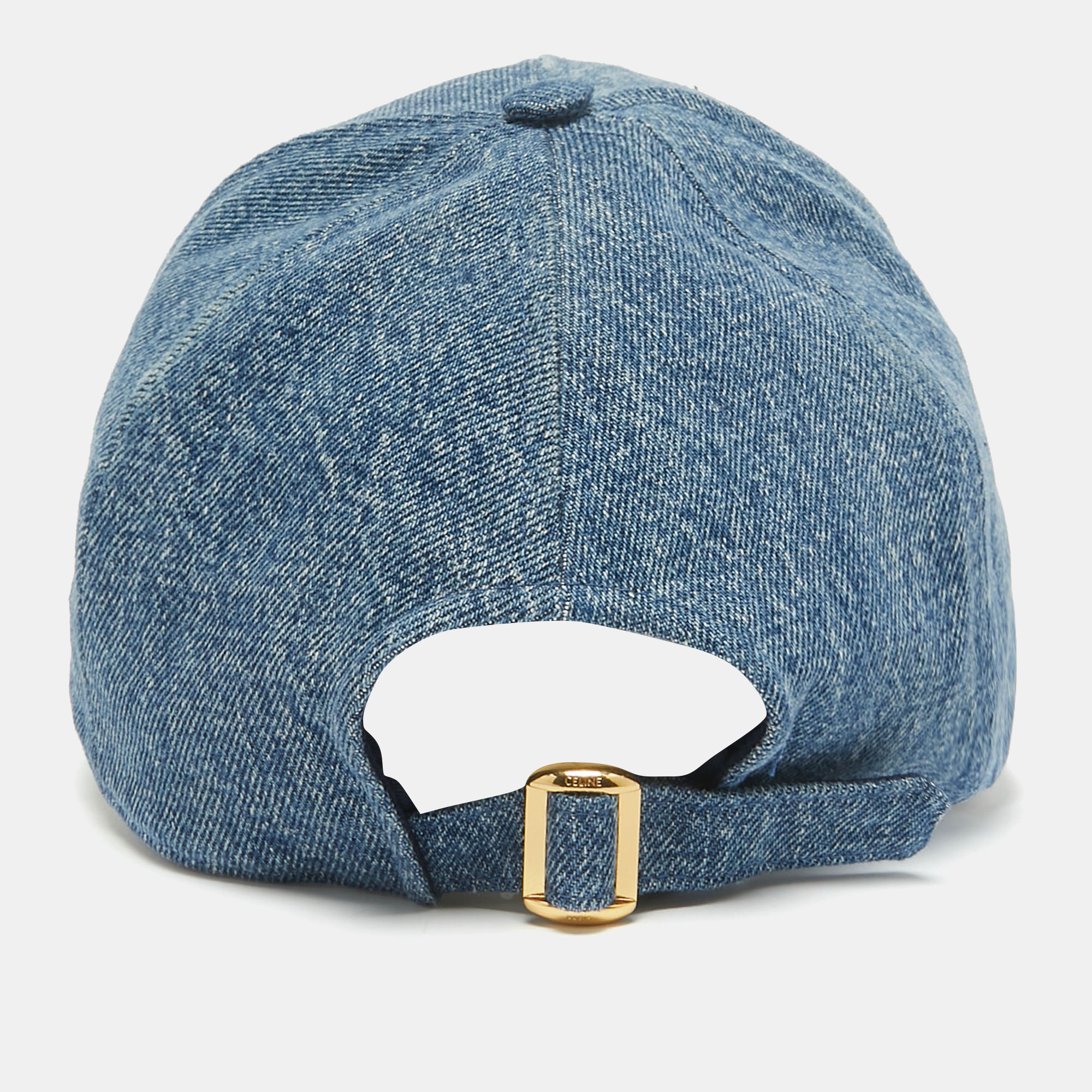 Celine Blue Applique Denim Triomphe Baseball Cap L