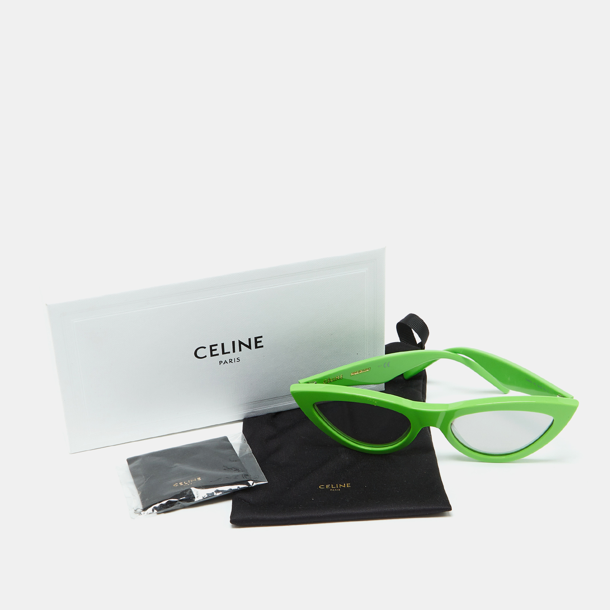 Celine Green/Grey Mirrored CL40019I Cat-Eye Sunglasses