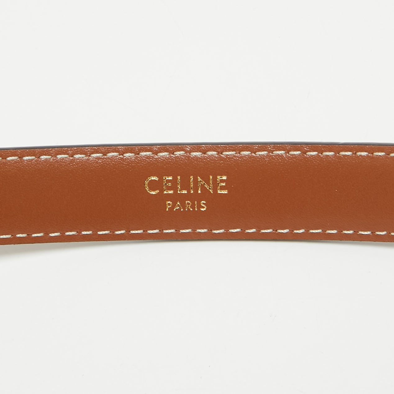 Celine Tan Leather Triomphe Buckle Belt 75 CM