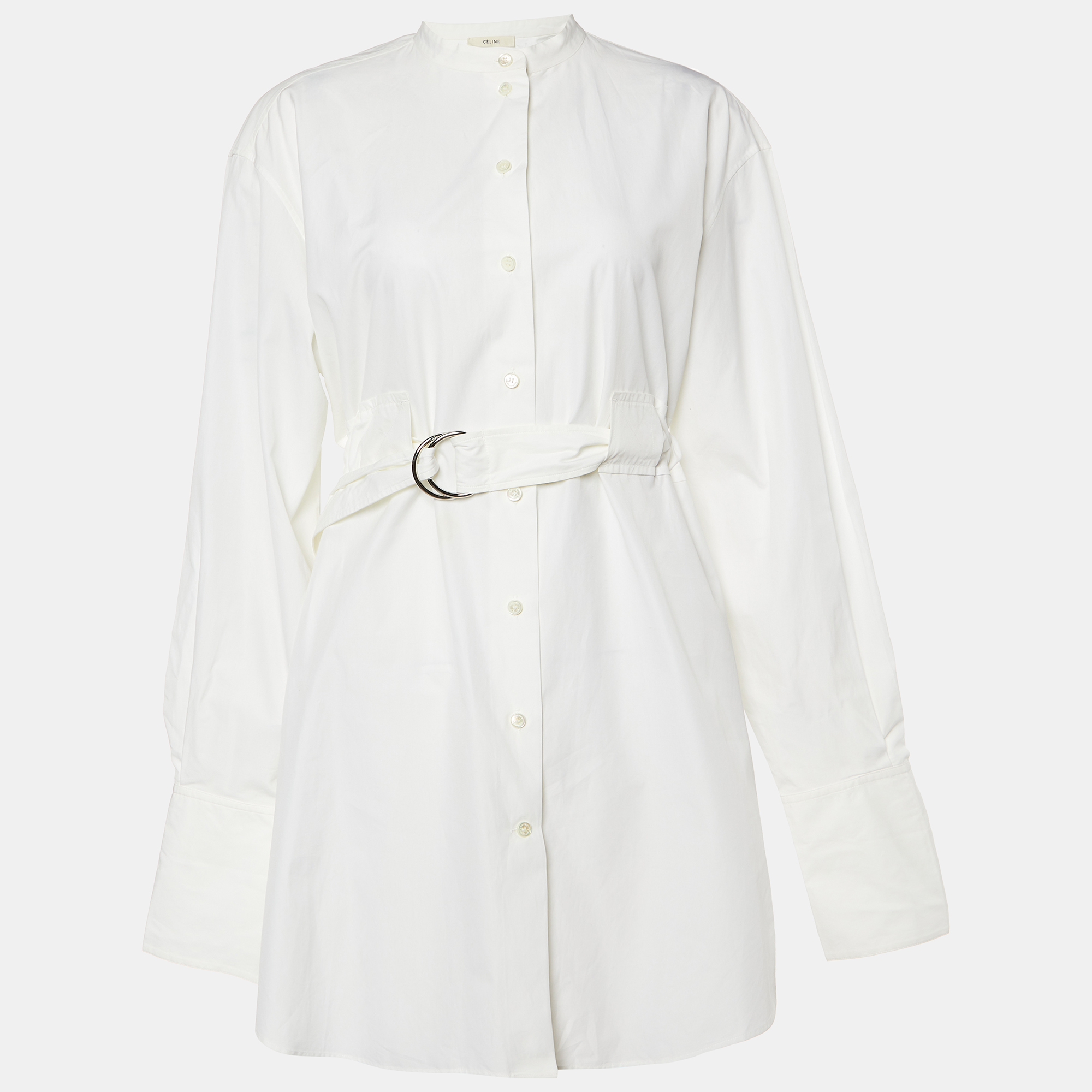 Celine off-white cotton belted mini shirt dress m
