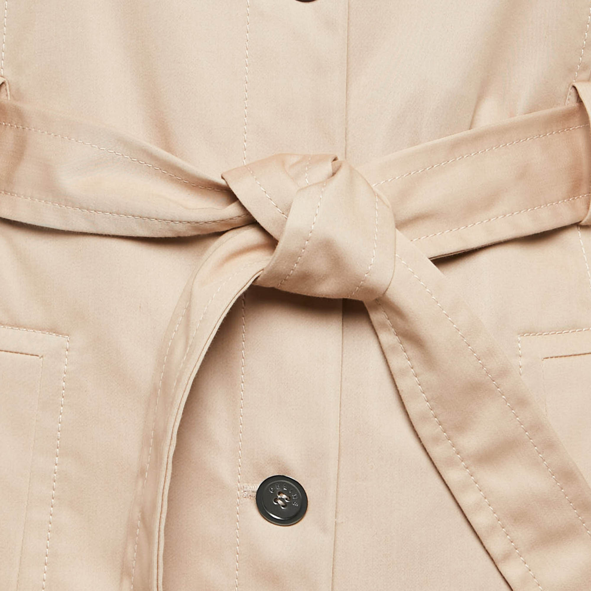 Celine Light Brown Cotton Blend Single Breasted Trench Coat M