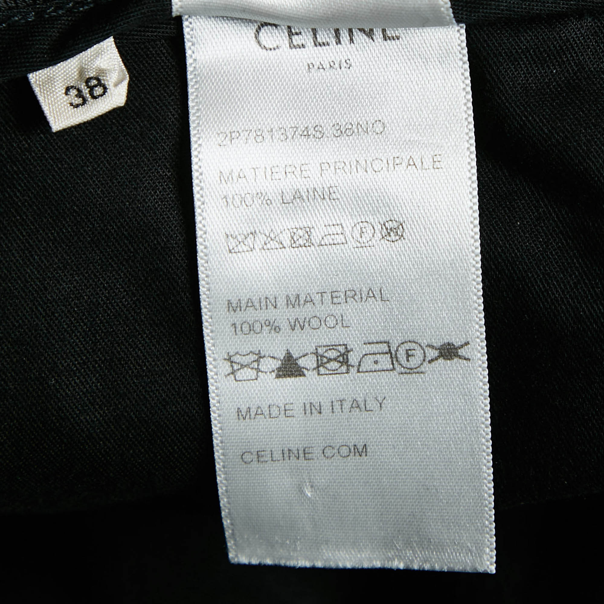 Celine Black Wool High Waist Tapered Trousers M