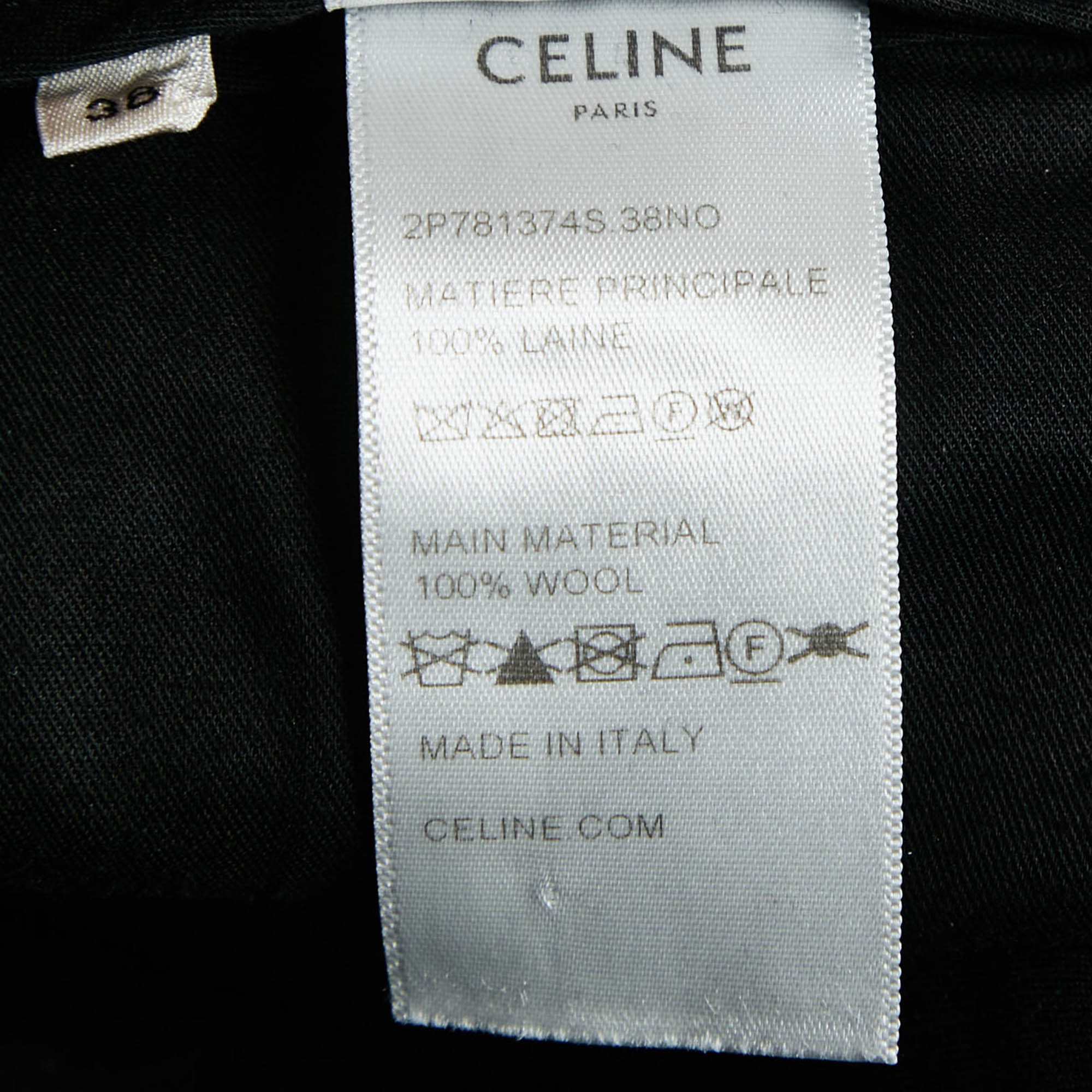 Celine Black Wool High Waist Tapered Trousers M