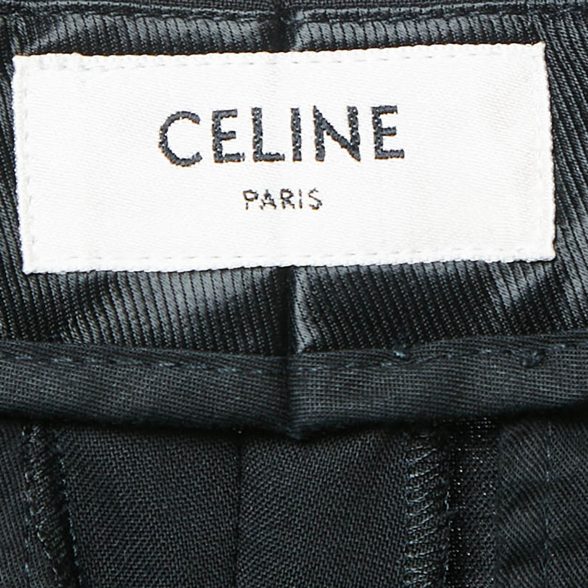 Celine Black Wool High Waist Tapered Trousers M