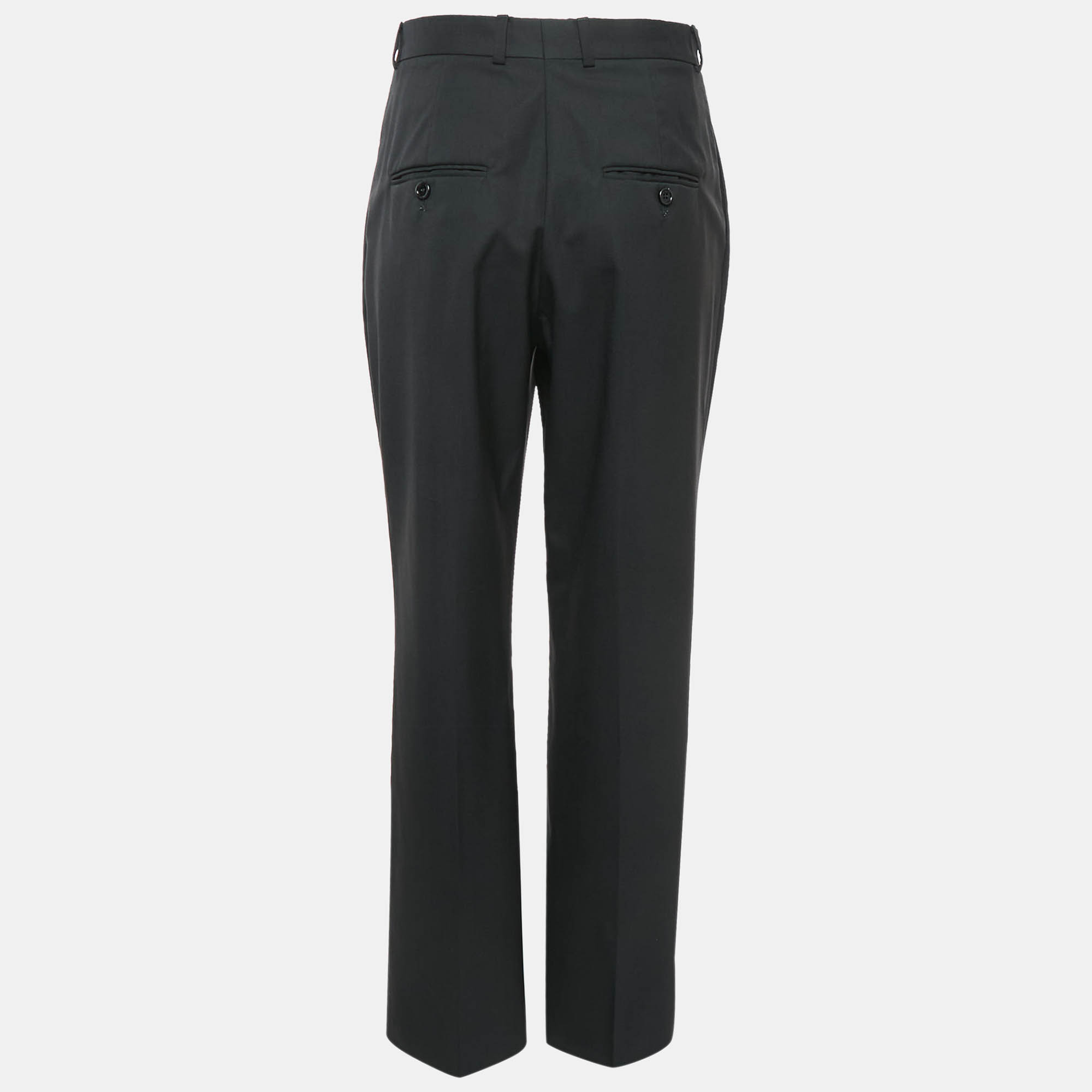 Celine Black Wool High Waist Tapered Trousers M