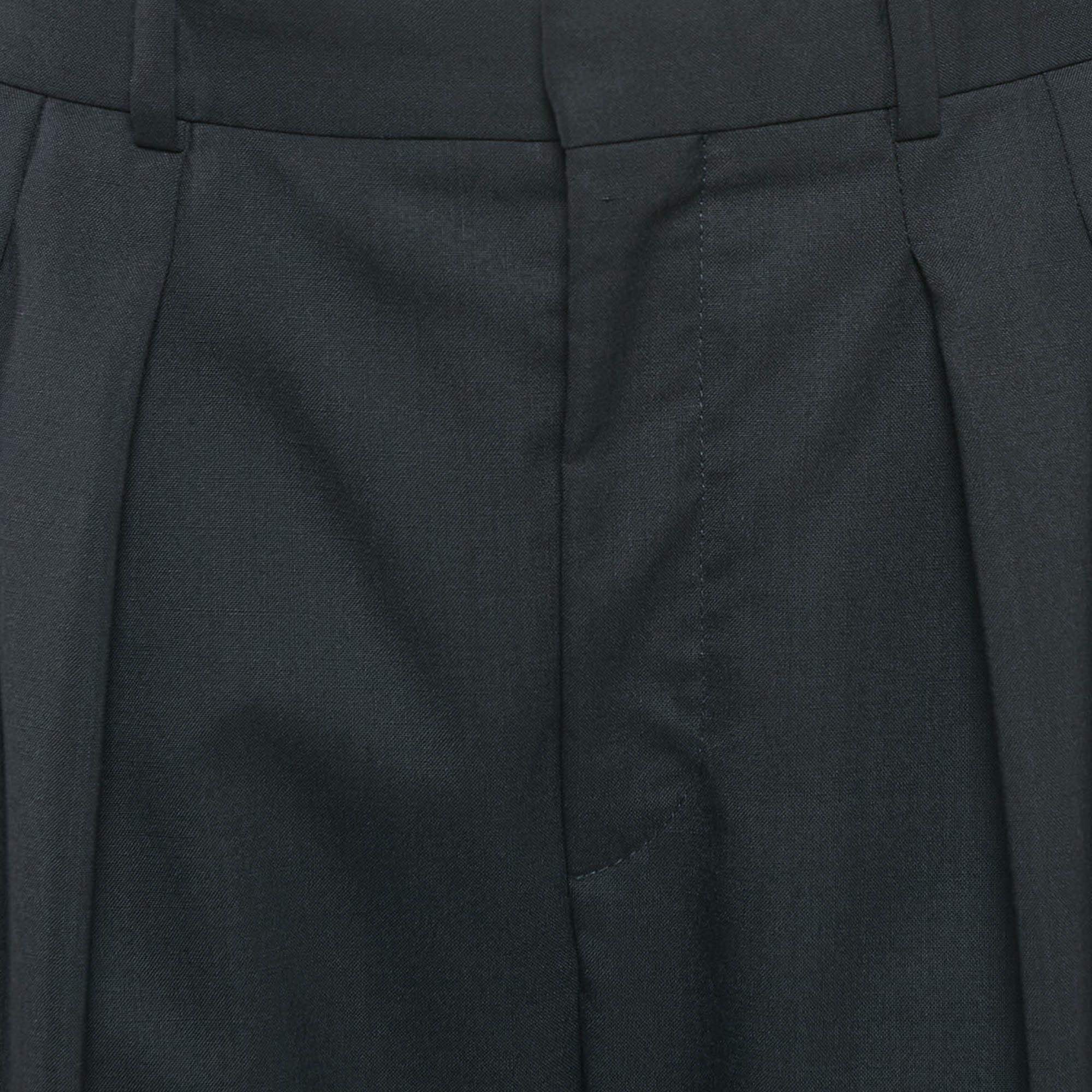 Celine Black Wool High Waist Tapered Trousers M