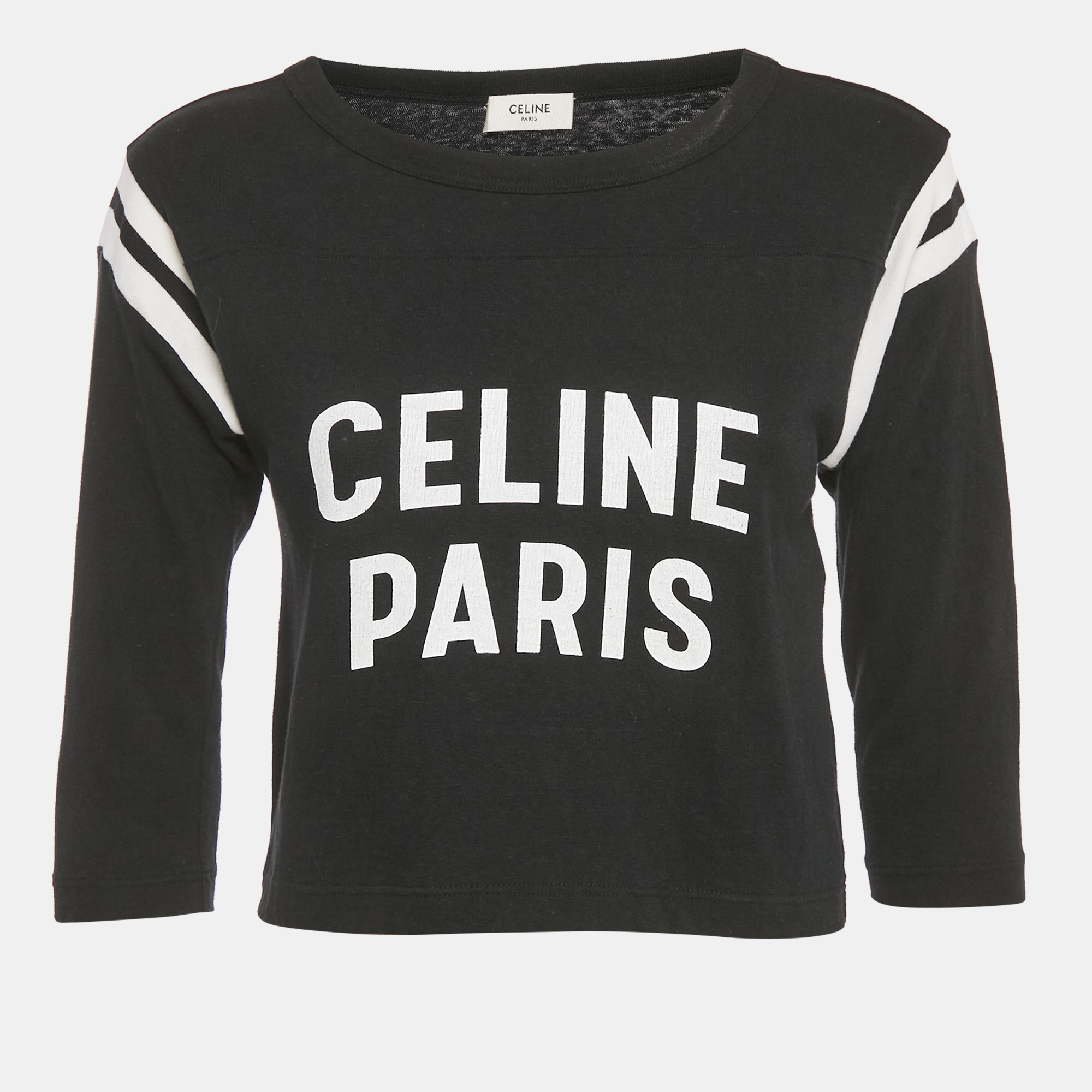 Celine Black Logo Print Cotton Boxy Crop Top S 
Celine Black Logo Print Cotton Boxy Crop Top S