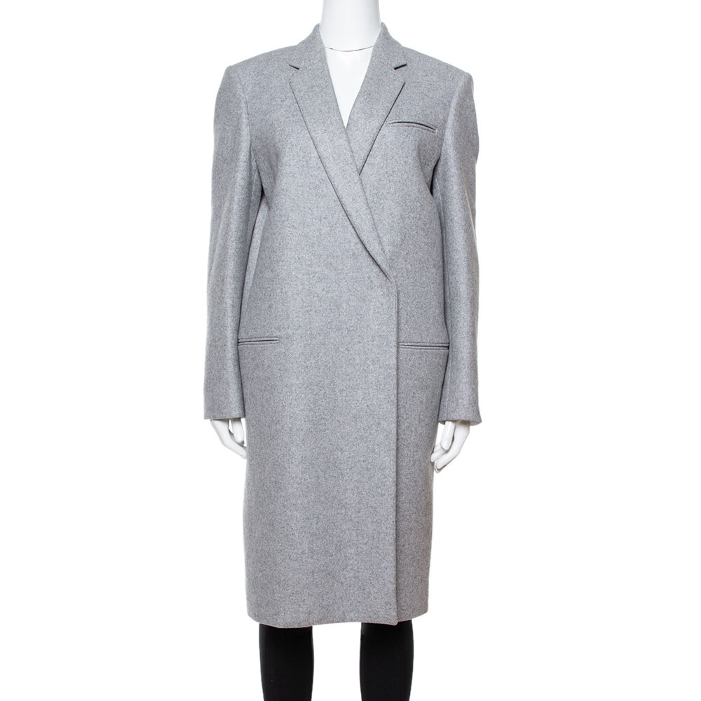 Image of Celine Grey Cashmere Open Front Long Coat L