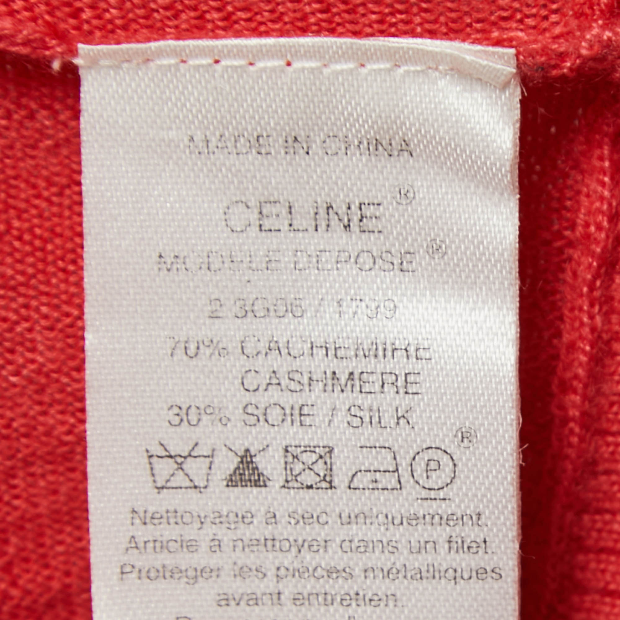 Celine Pink Cashmere And Silk Knit V-Neck T-Shirt L