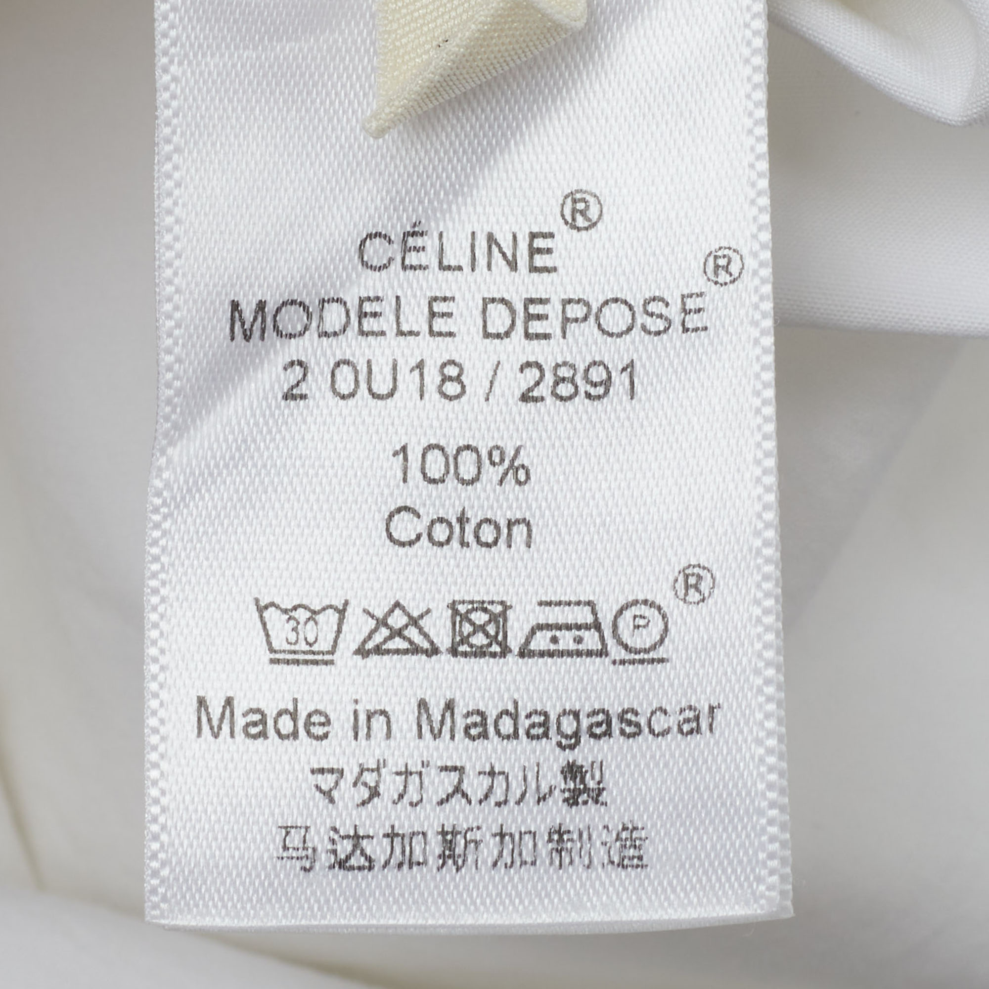 Celine White Cotton Contrast Detail Button Front Shirt S