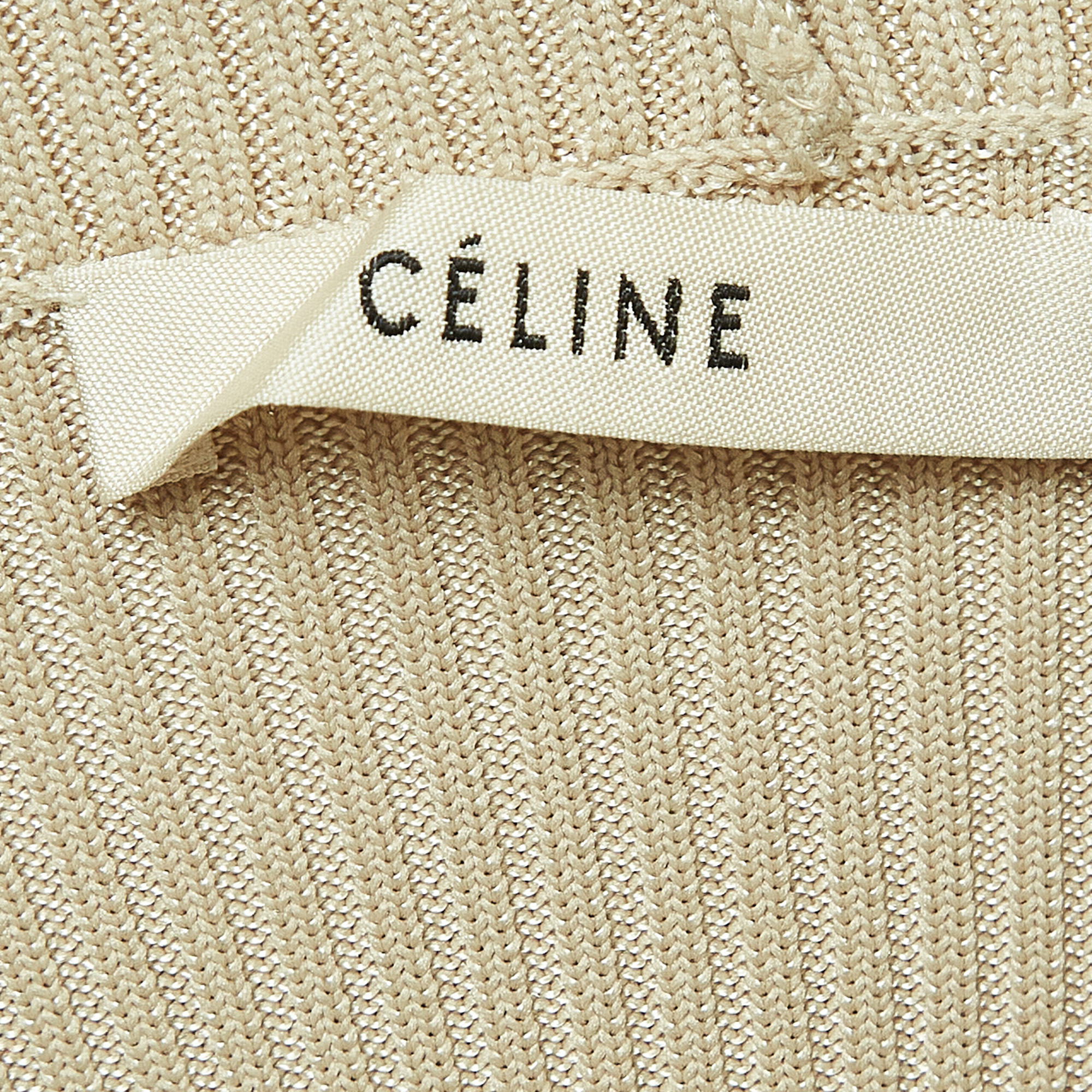 Celine Beige Knit Turtle Neck Mini Dress S