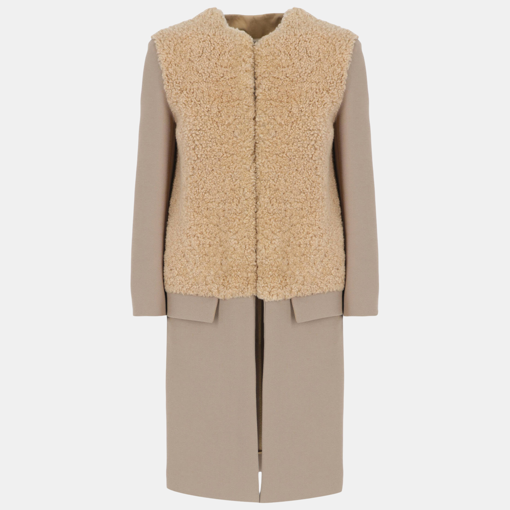 Celine  Women's Wool Single Breasted Coat - Beige - XS