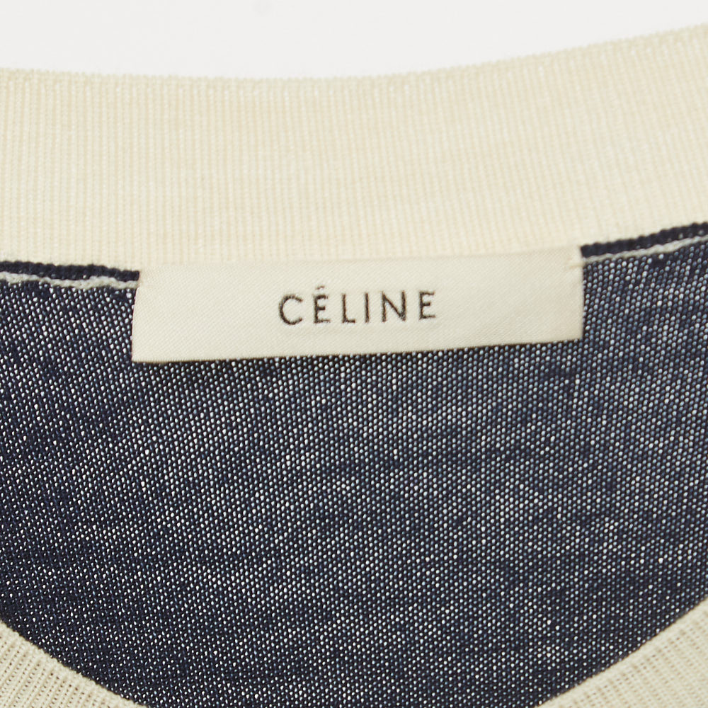 Celine Multicolor Colorblock Knit Layered Sweater M
