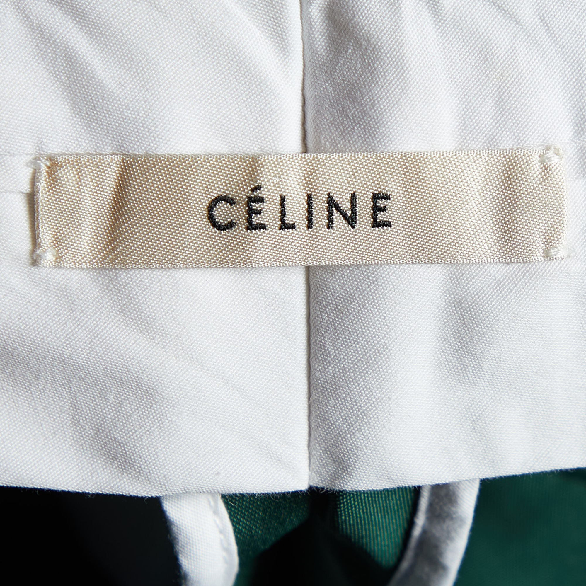 Celine Green Taffeta Tapered Trousers M