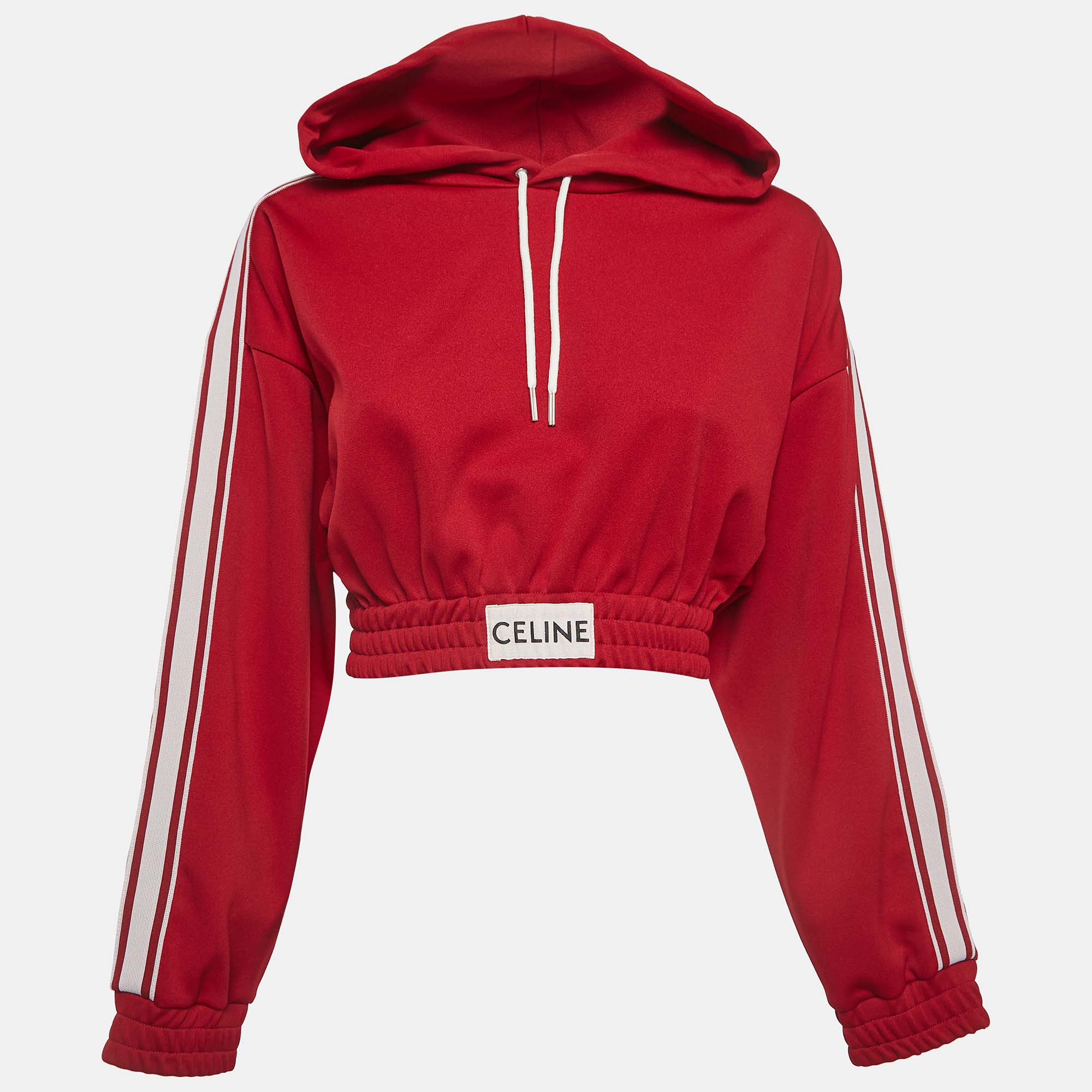 Celine red jersey cropped hoodie m