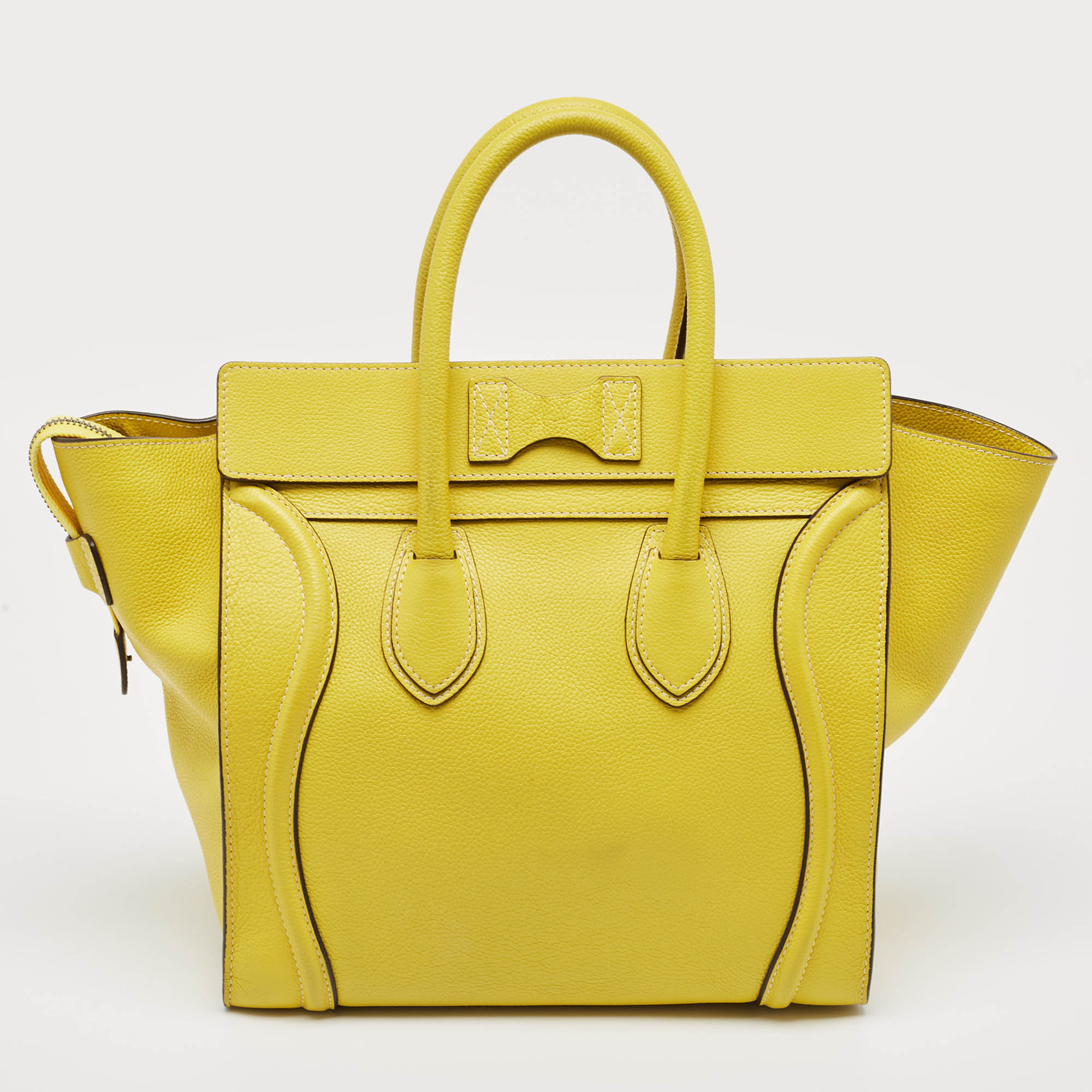 Celine Yellow Leather Mini Luggage Tote