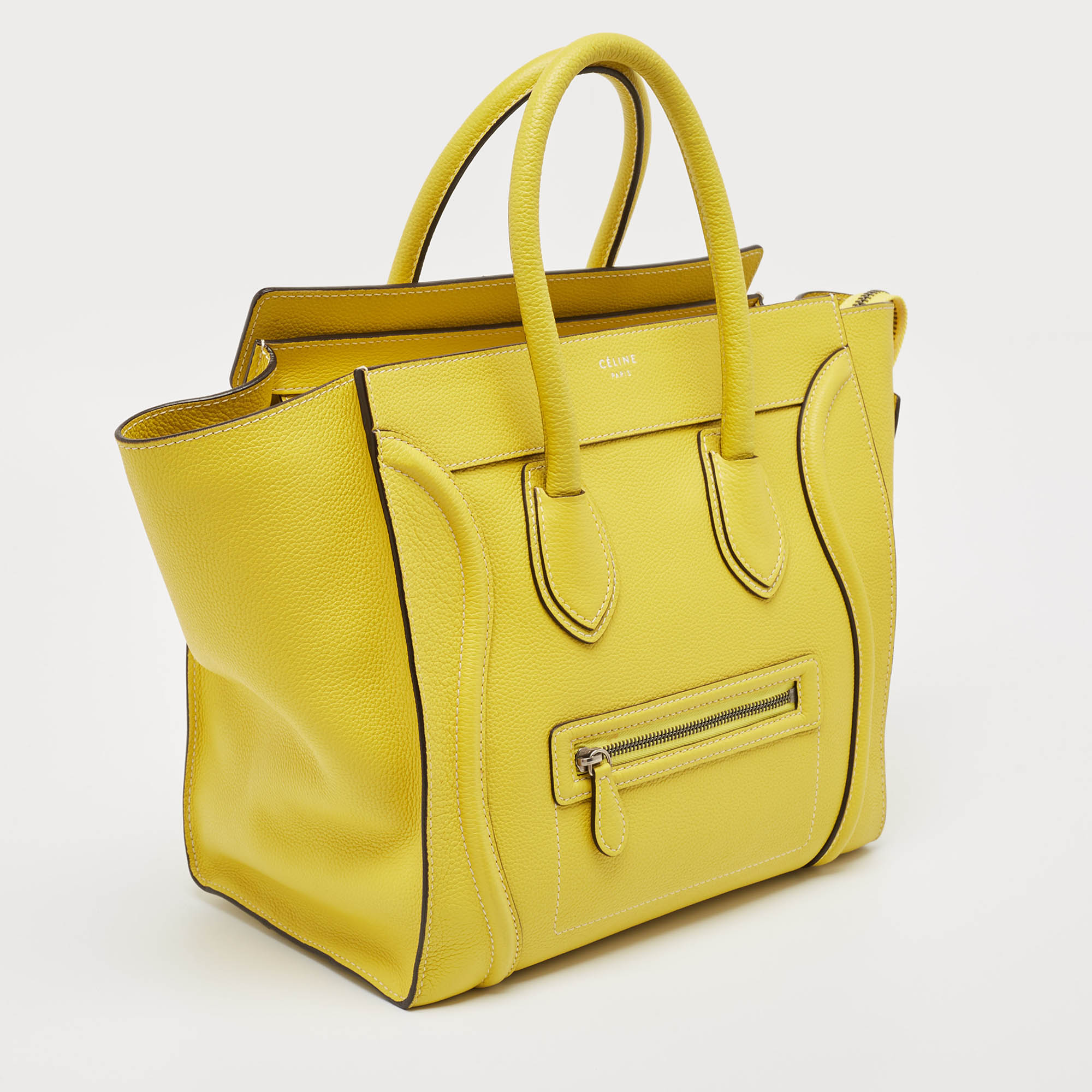 Celine Yellow Leather Mini Luggage Tote