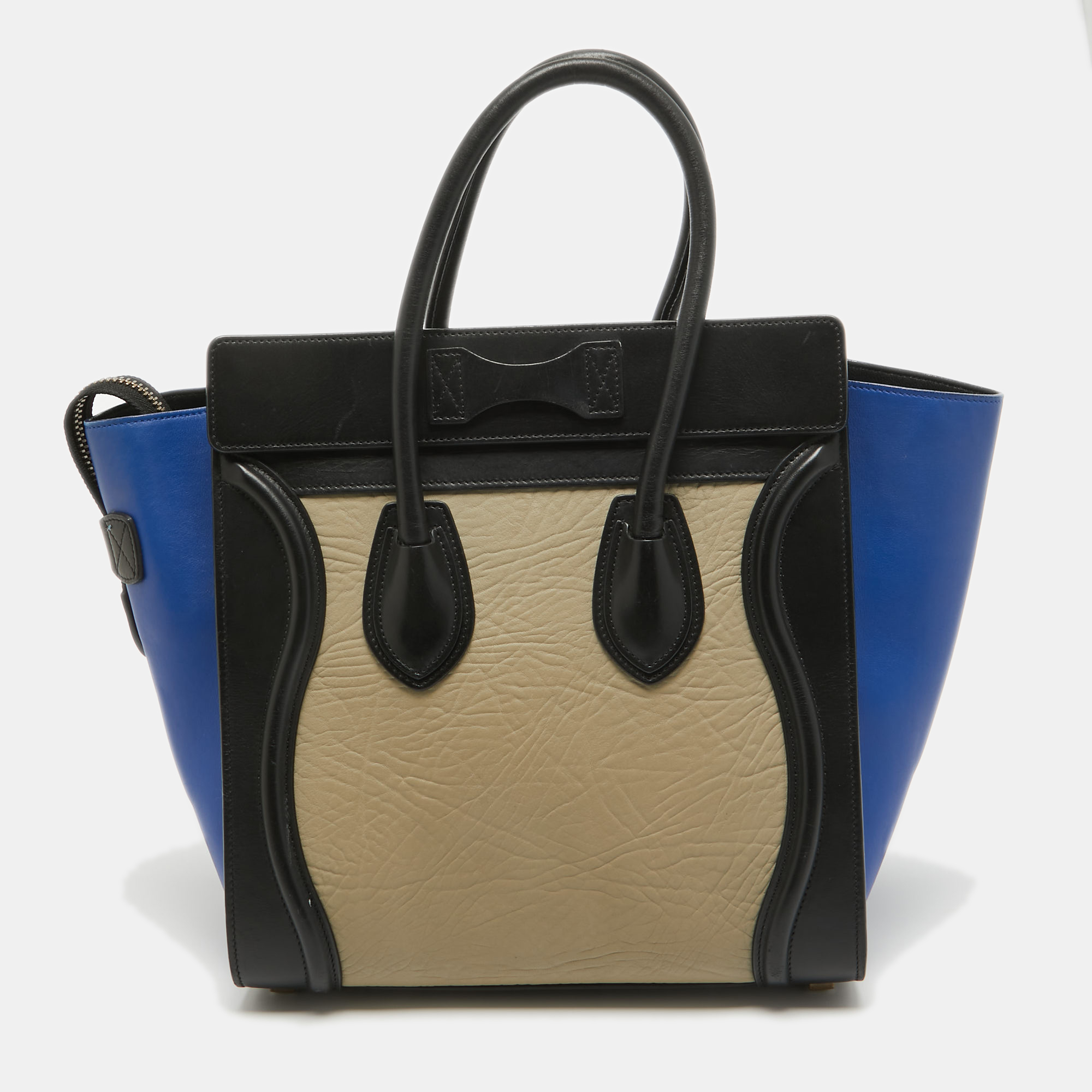 Celine Tricolor Leather Micro Luggage Tote