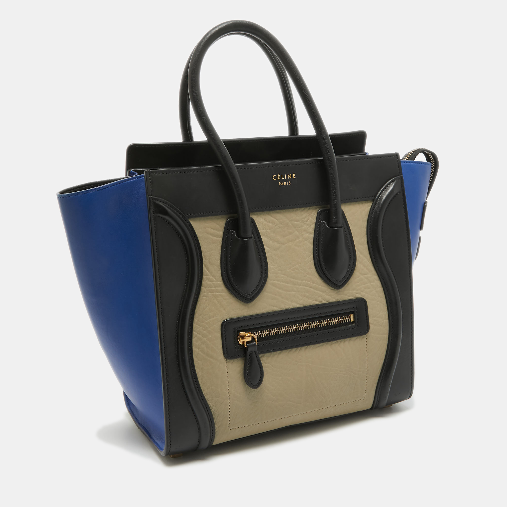 Celine Tricolor Leather Micro Luggage Tote