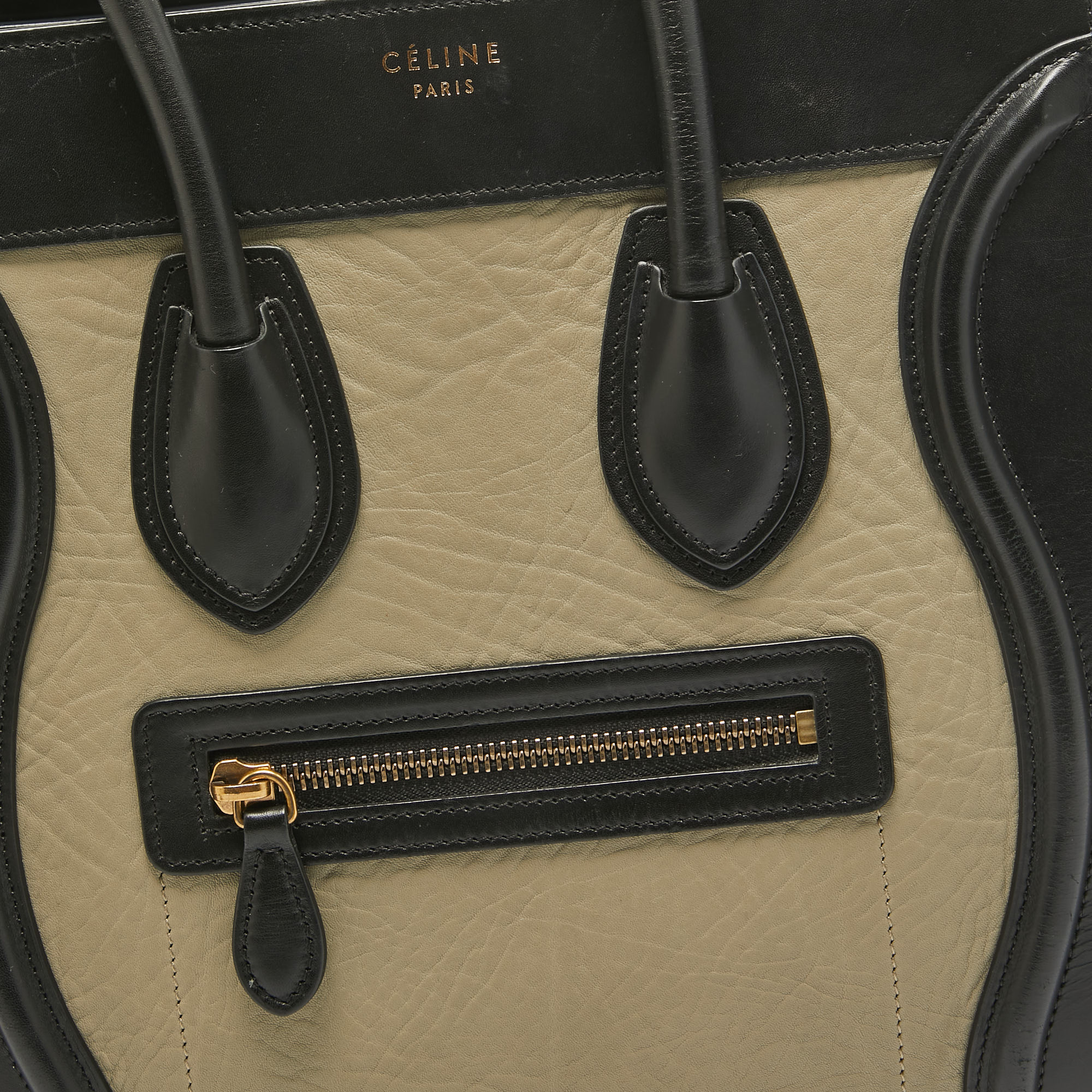 Celine Tricolor Leather Micro Luggage Tote