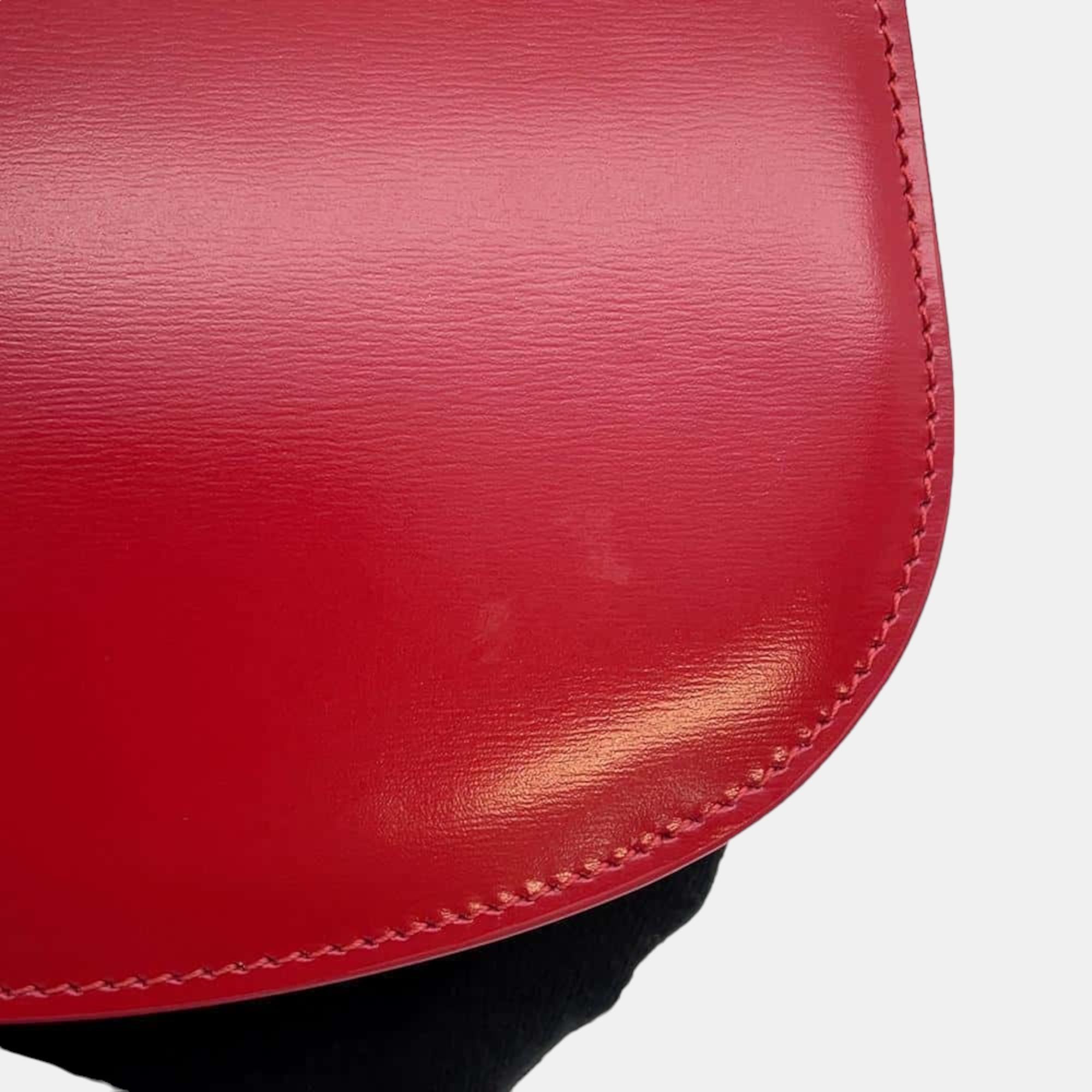 Celine Red Shiny Calfskin Leather Teen Besace Clea Triomphe Shoulder Bag