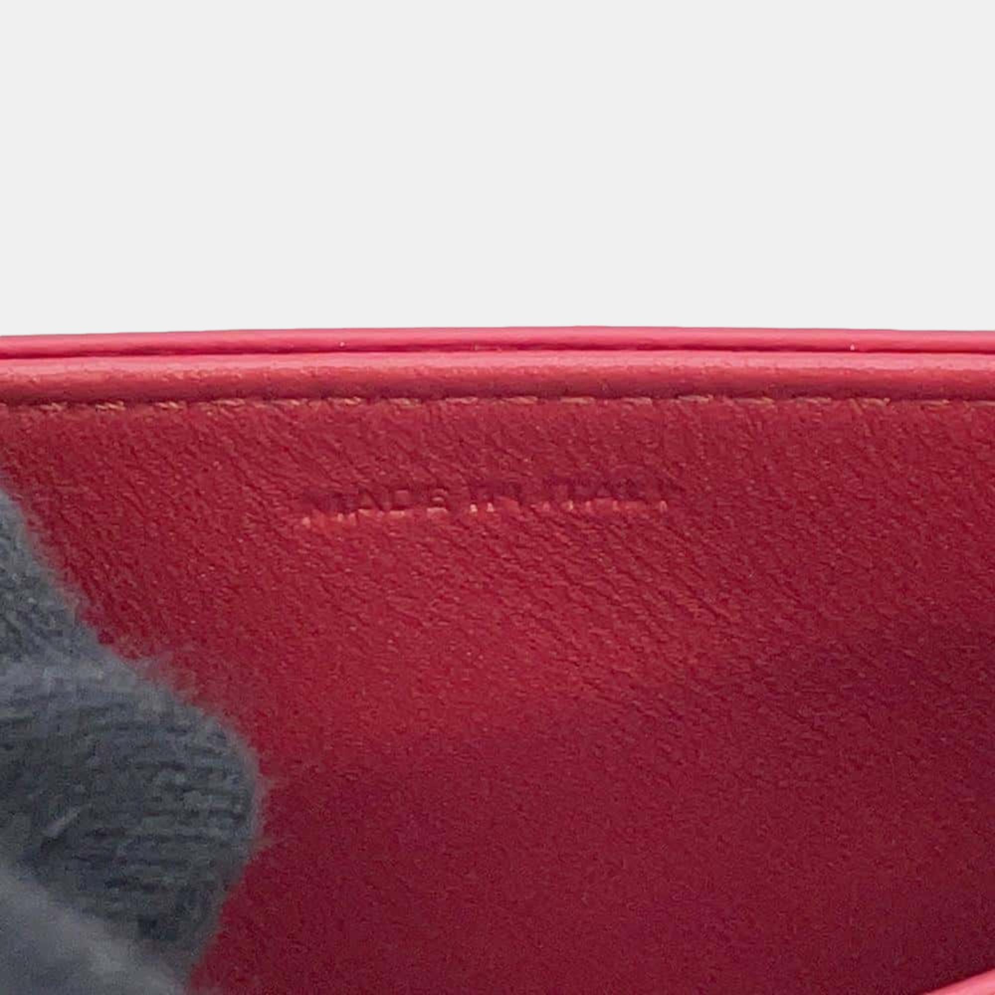 Celine Red Shiny Calfskin Leather Teen Besace Clea Triomphe Shoulder Bag