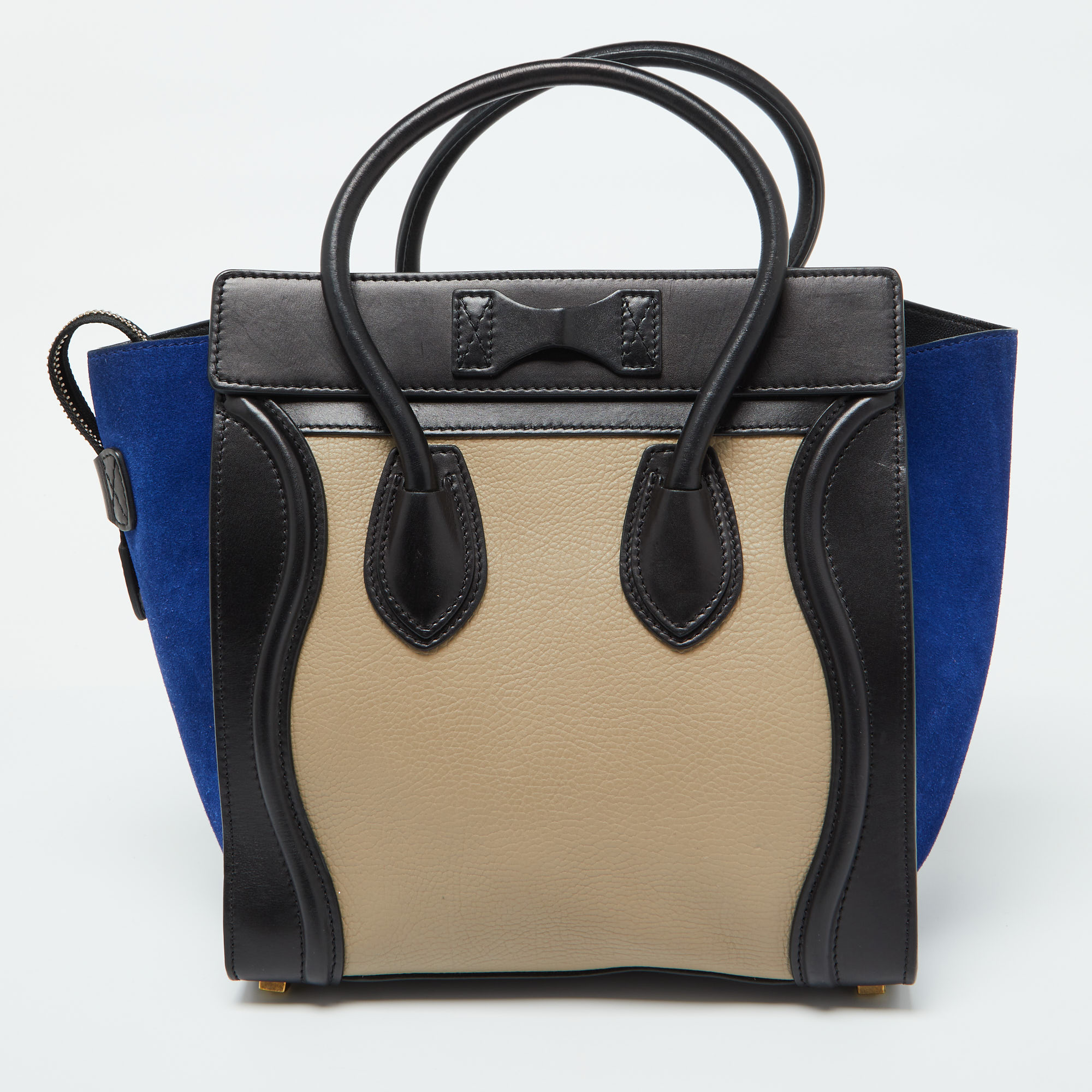 Celine Tri Color Leather And Suede Micro Luggage Tote