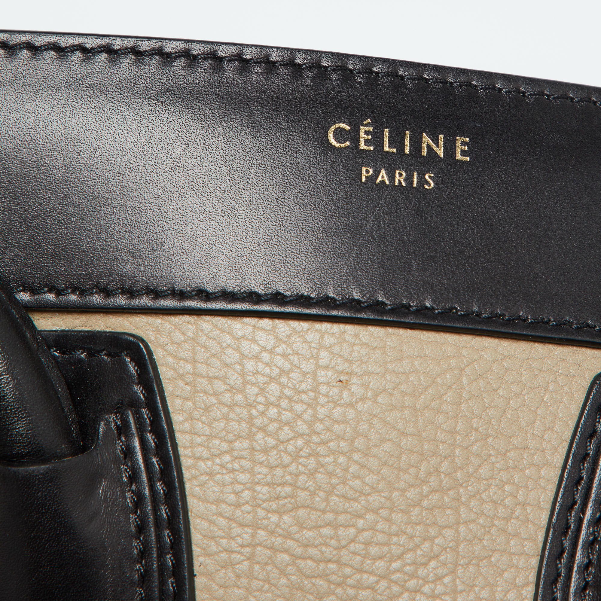 Celine Tri Color Leather And Suede Micro Luggage Tote