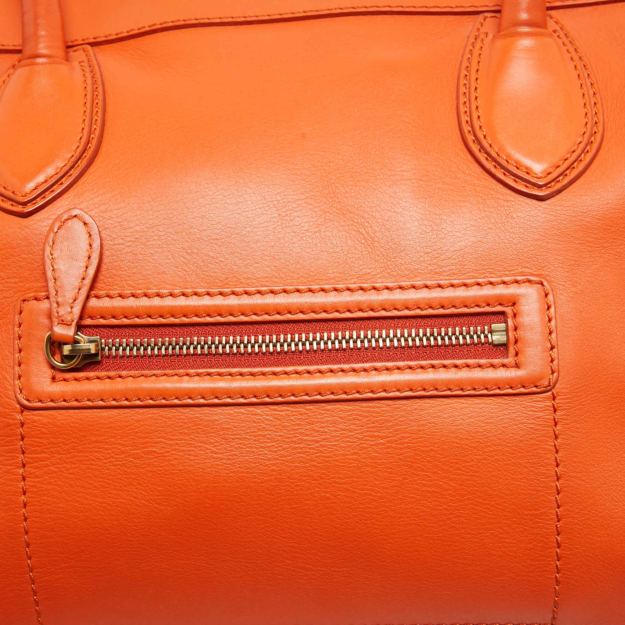 Celine Orange Leather Shoulder Luggage Tote