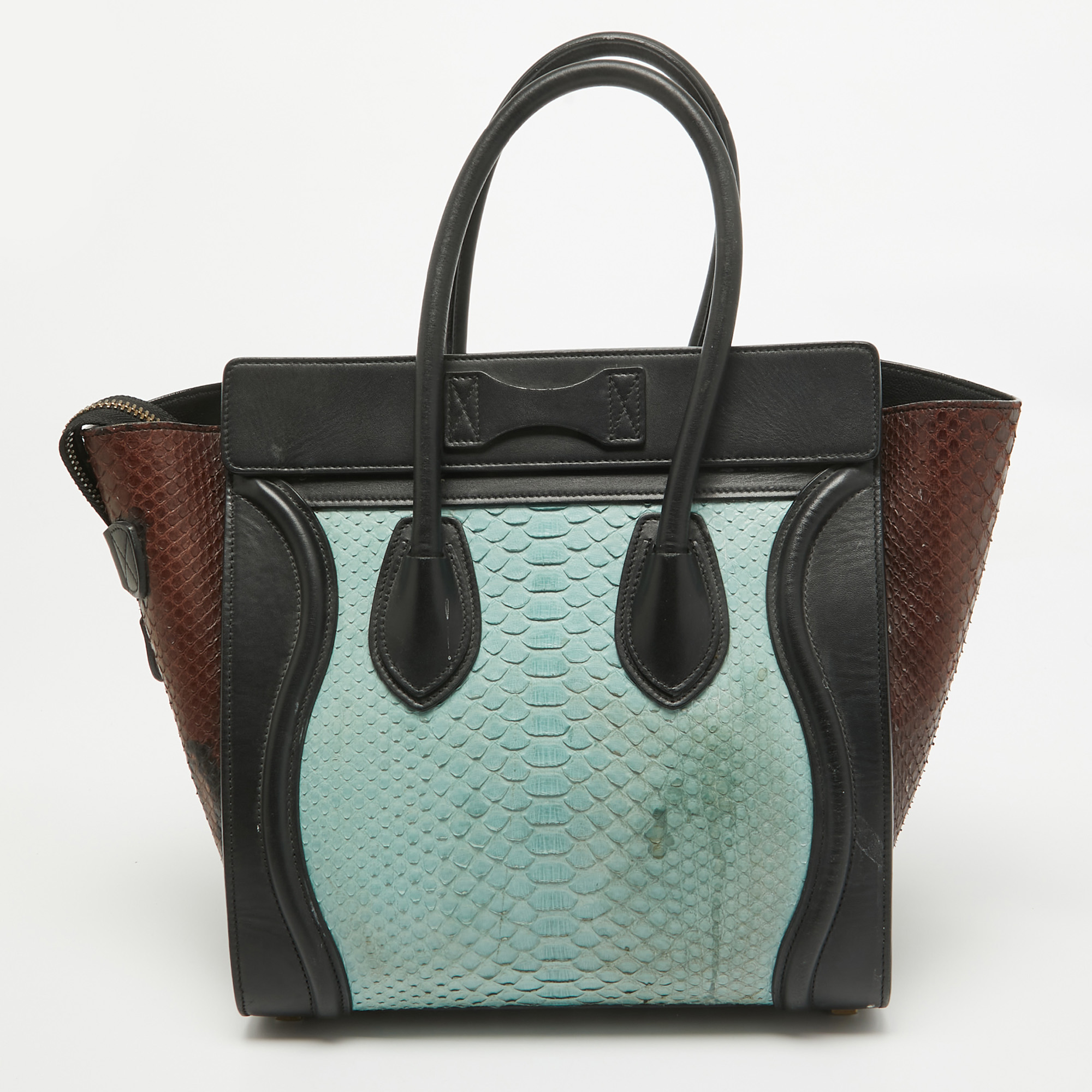 Celine Multicolor Leather And Python Micro Luggage Tote