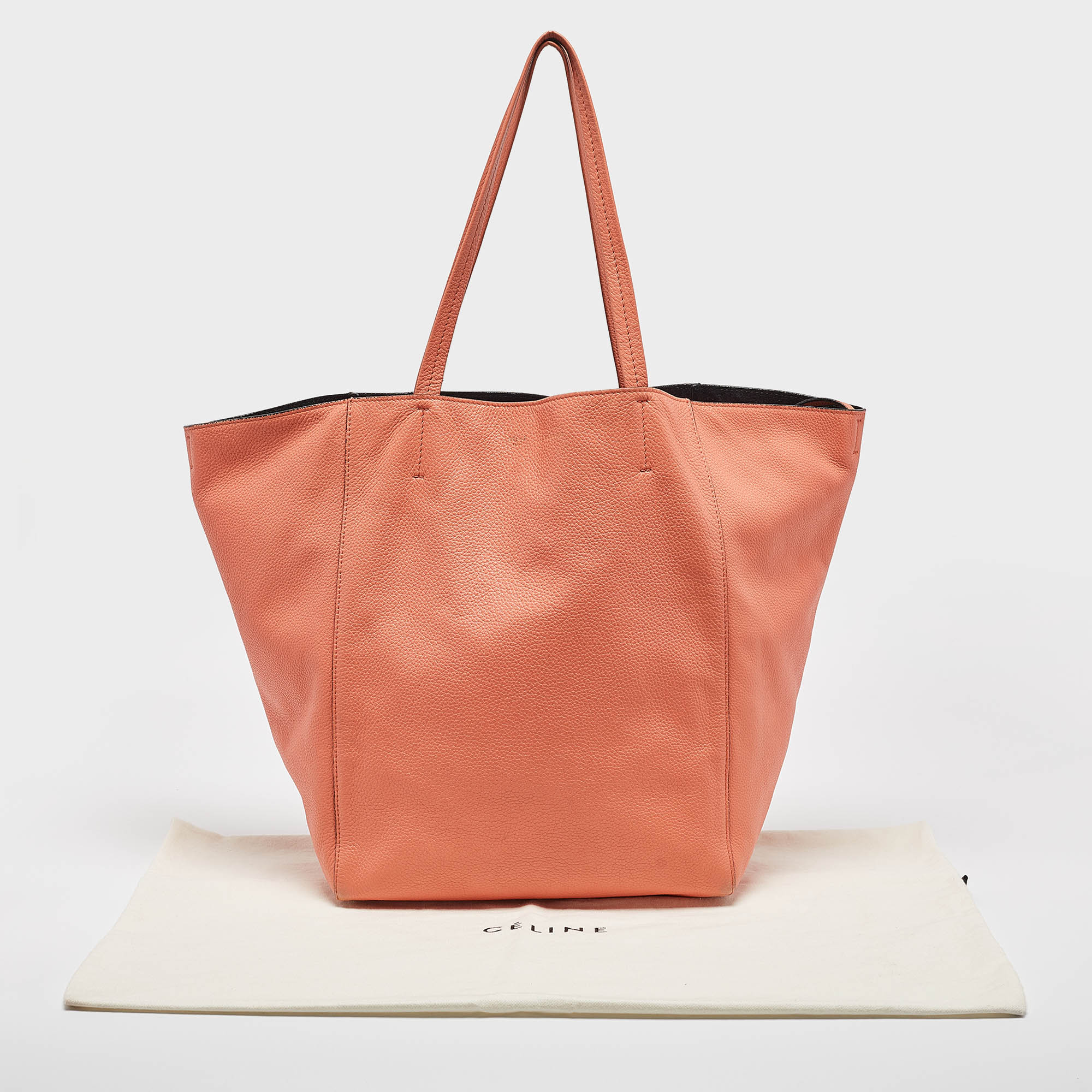 Celine Orange Leather Medium Cabas Phantom Tote