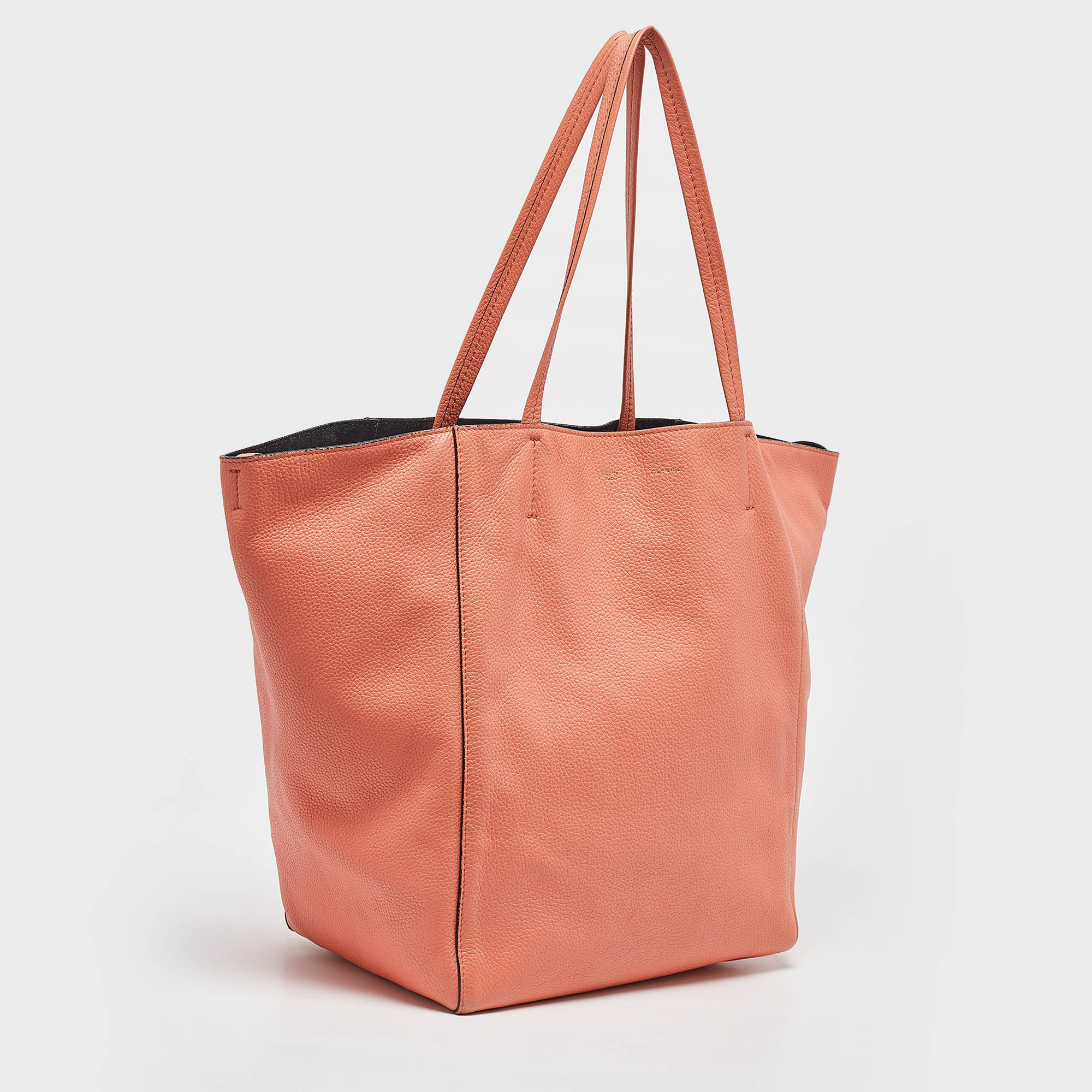 Celine Orange Leather Medium Cabas Phantom Tote