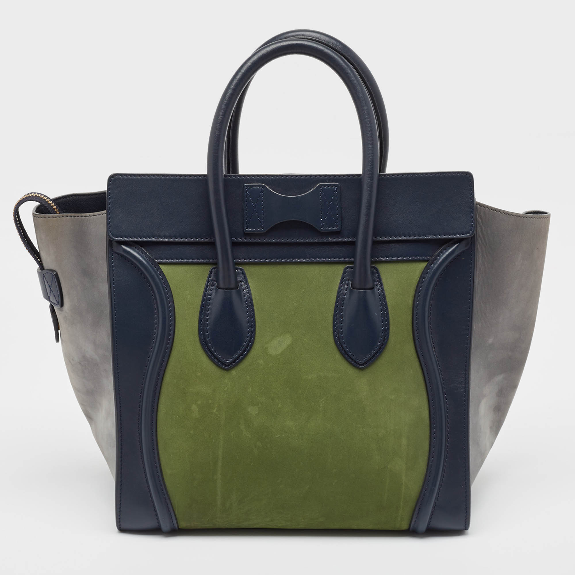 Celine Tricolor Nubuck Leather Mini Luggage Tote