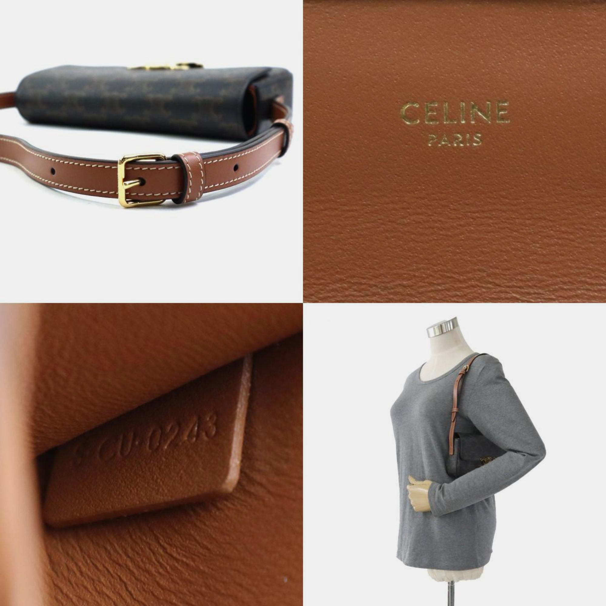 Celine Brown Canvas Triomphe Shoulder Bag