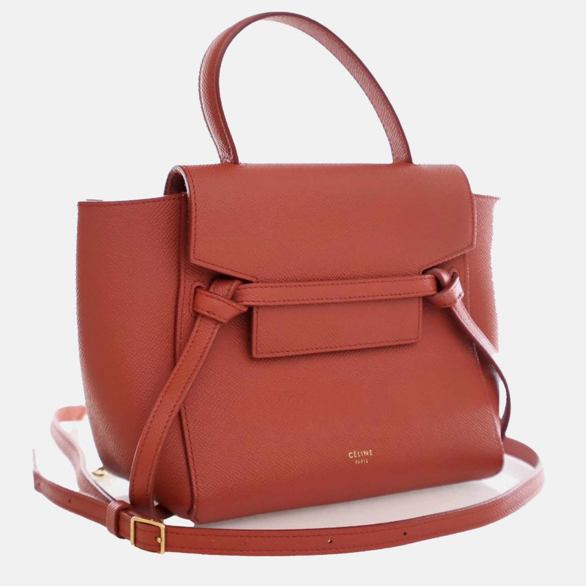 Celine Red Leather Belt Nano Satchel Bag