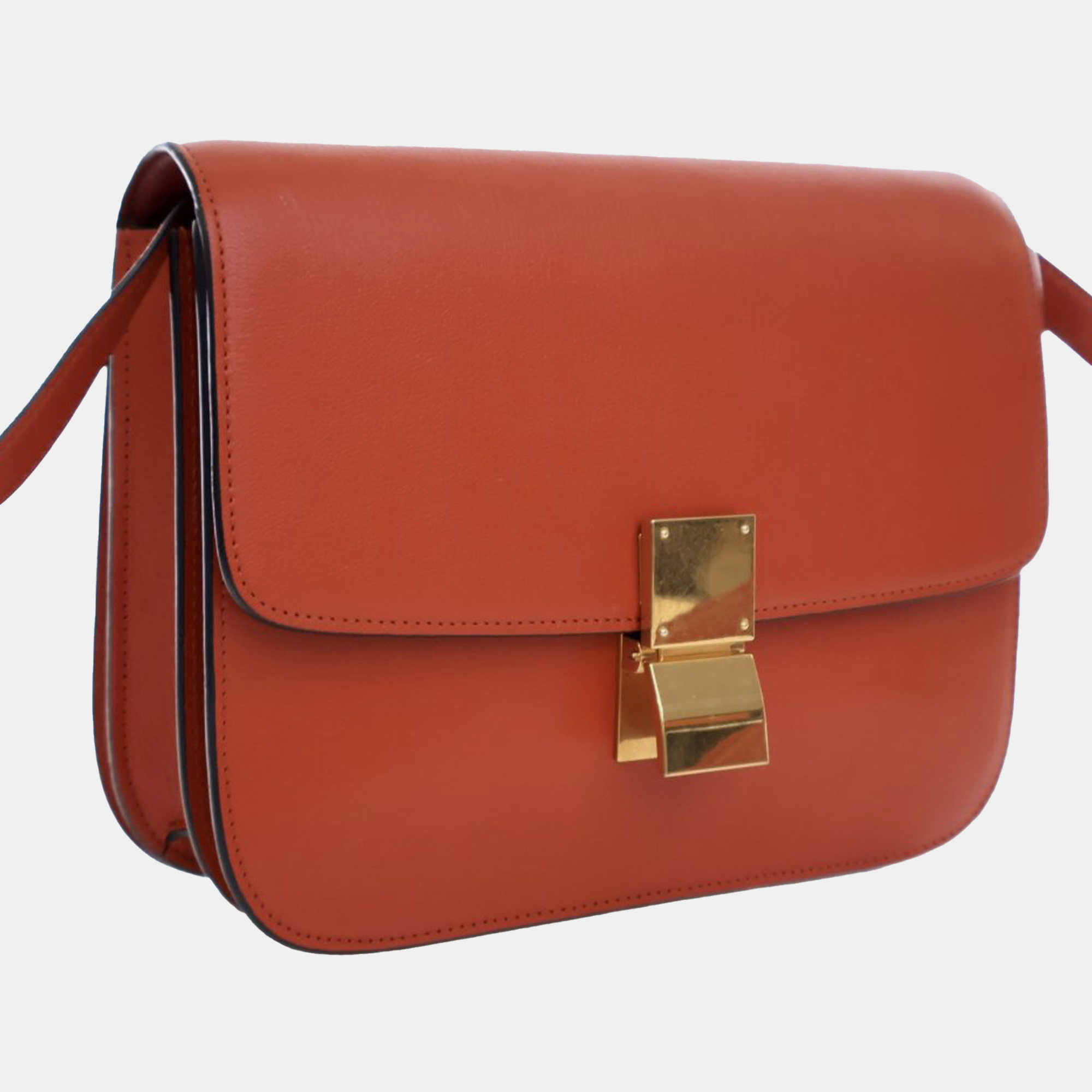 Celine Orange Leather Medium Classic Box