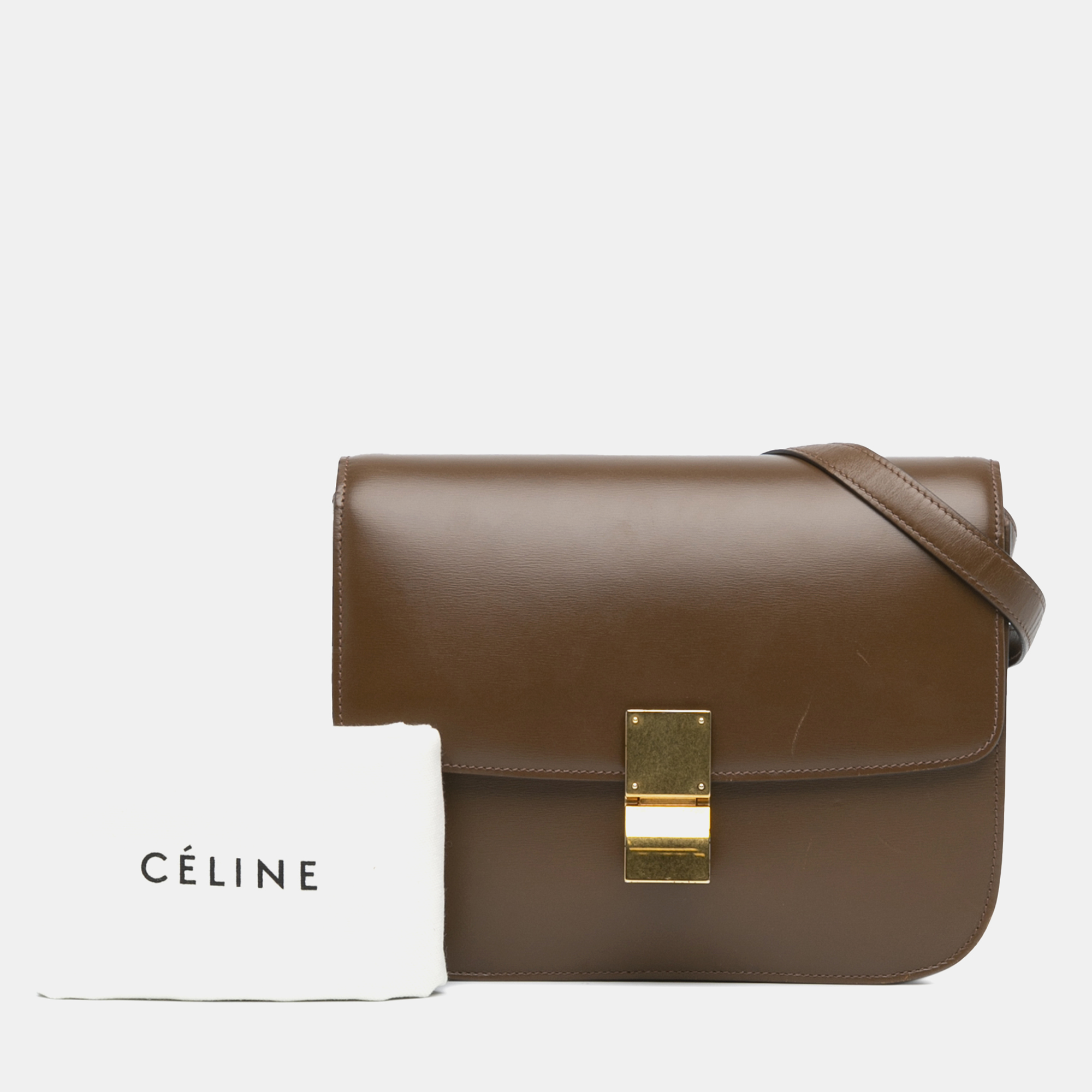 Celine Brown Leather Medium Classic Box Bag