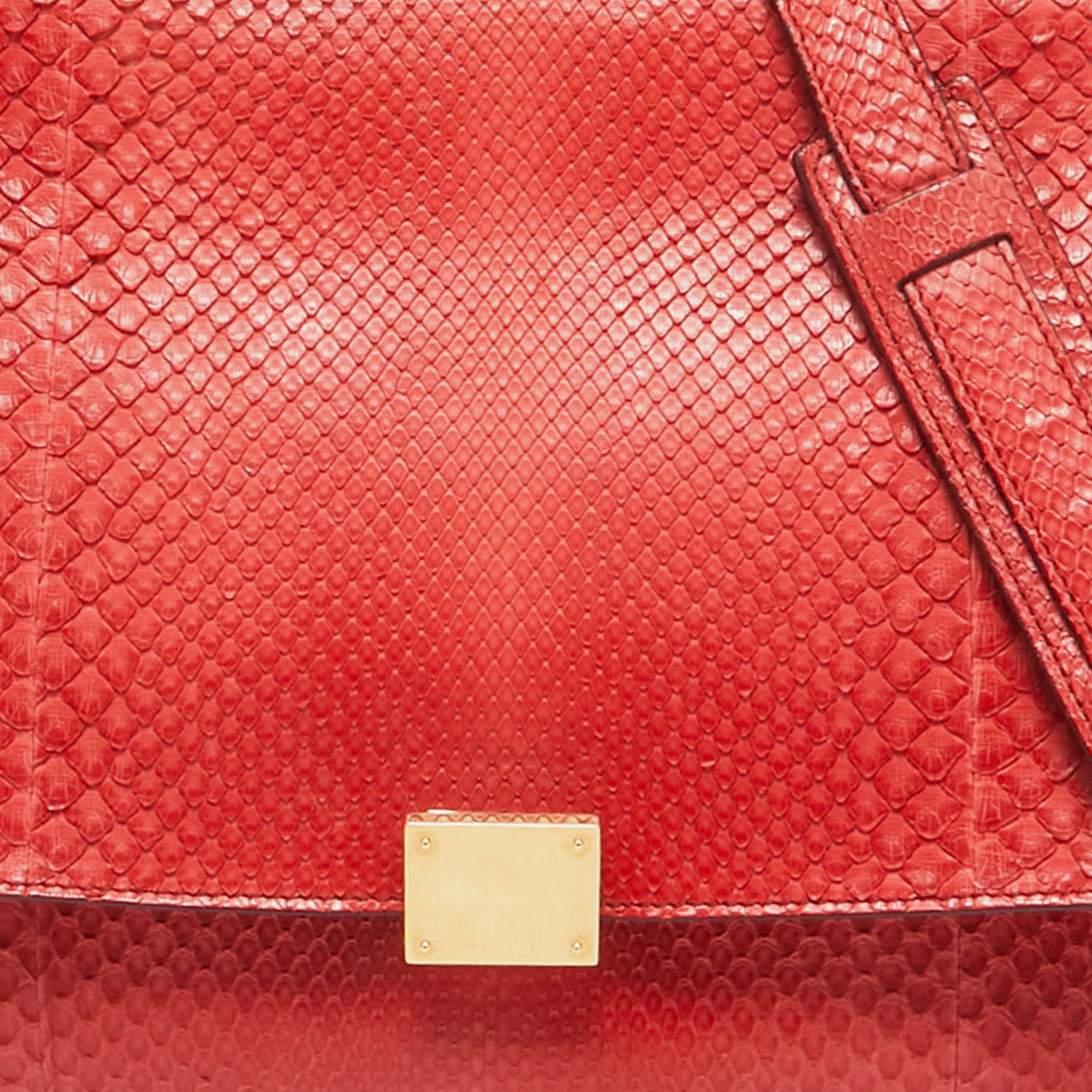 Celine Red Python And Suede Medium Trapeze Bag