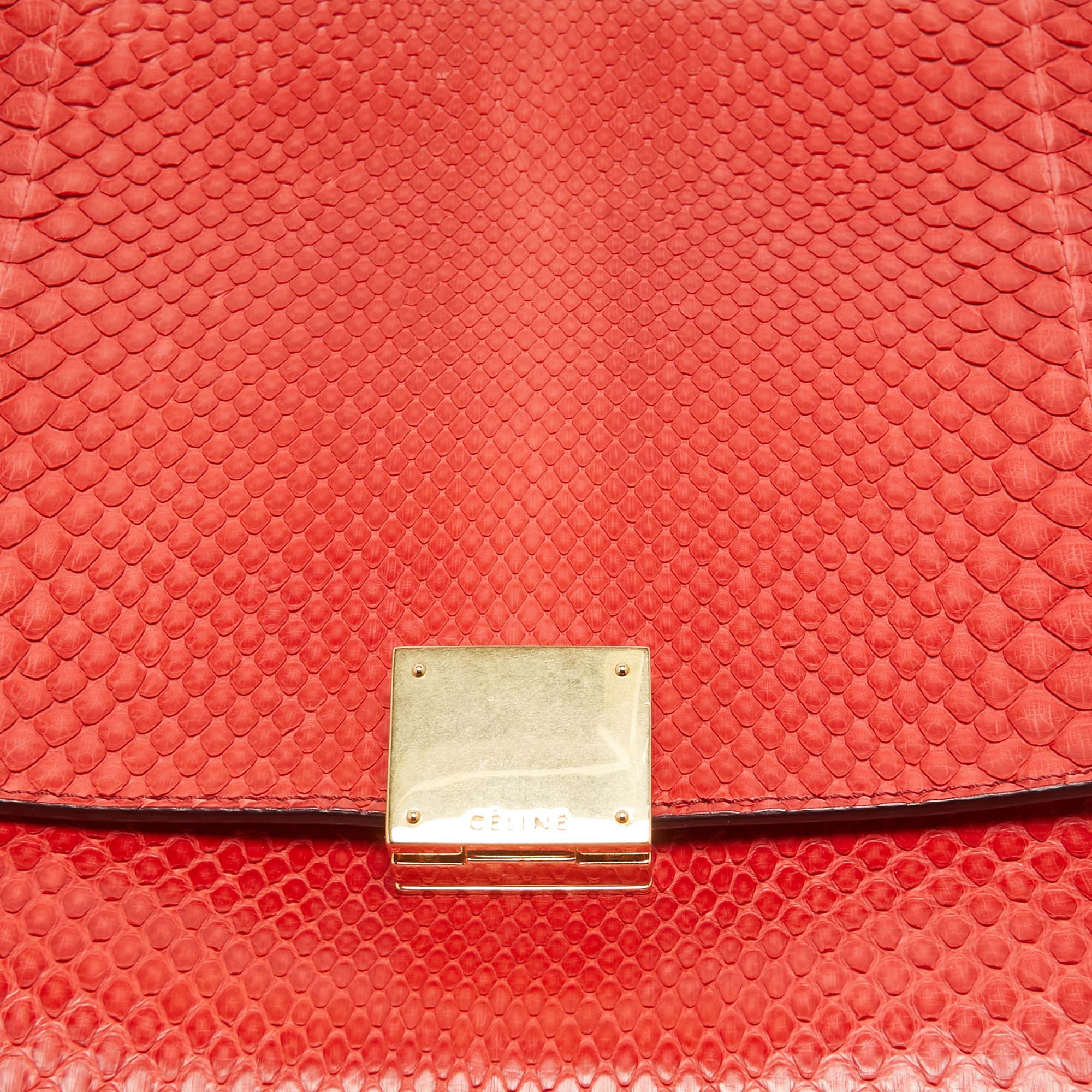 Celine Red Python And Suede Medium Trapeze Bag