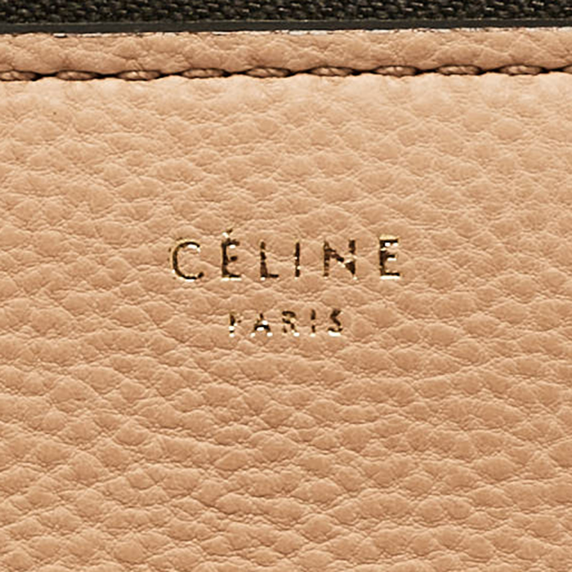 Celine Black/Beige Leather Medium Edge Top Handle Bag