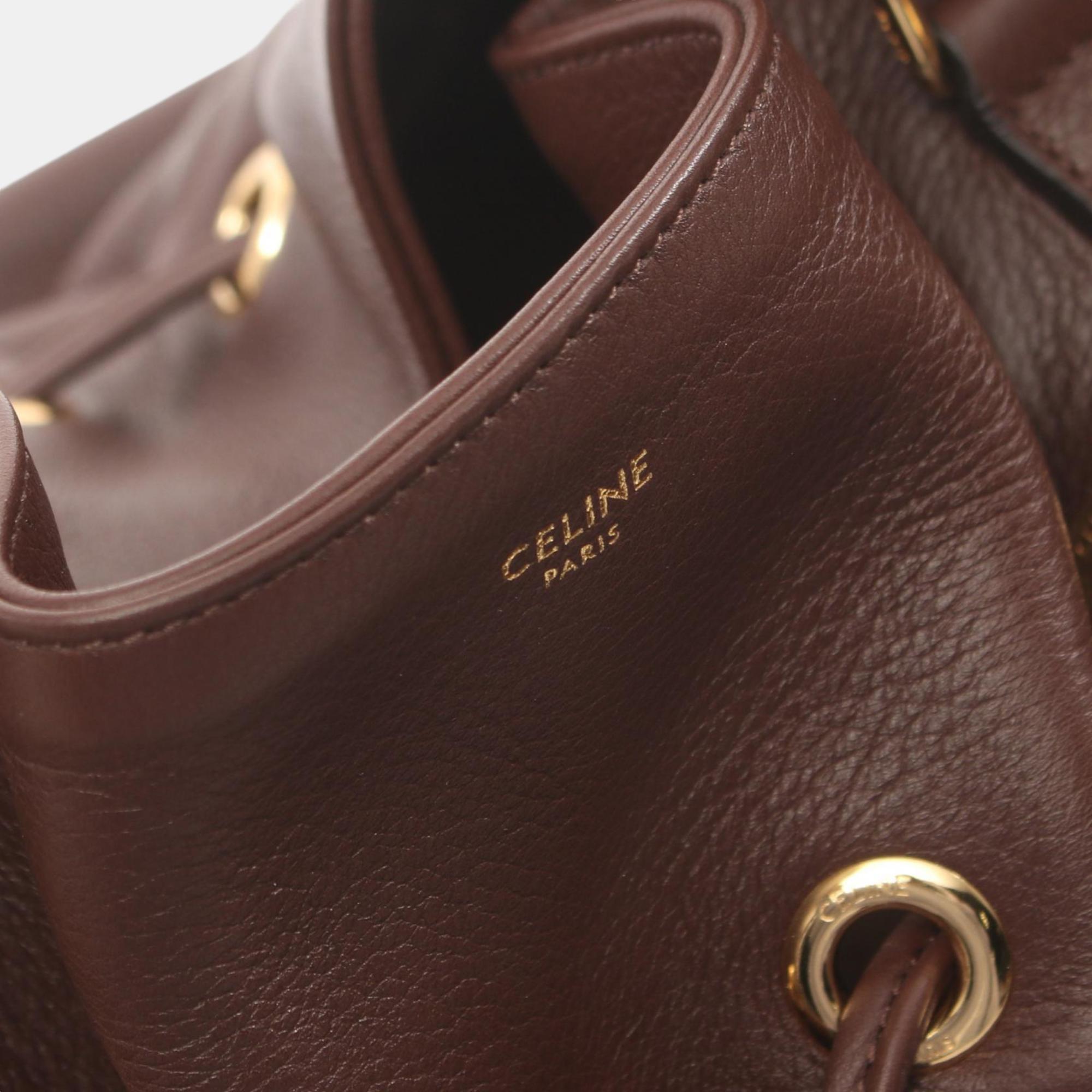 Celine Medium Abbey Leather Brown Tote Bag