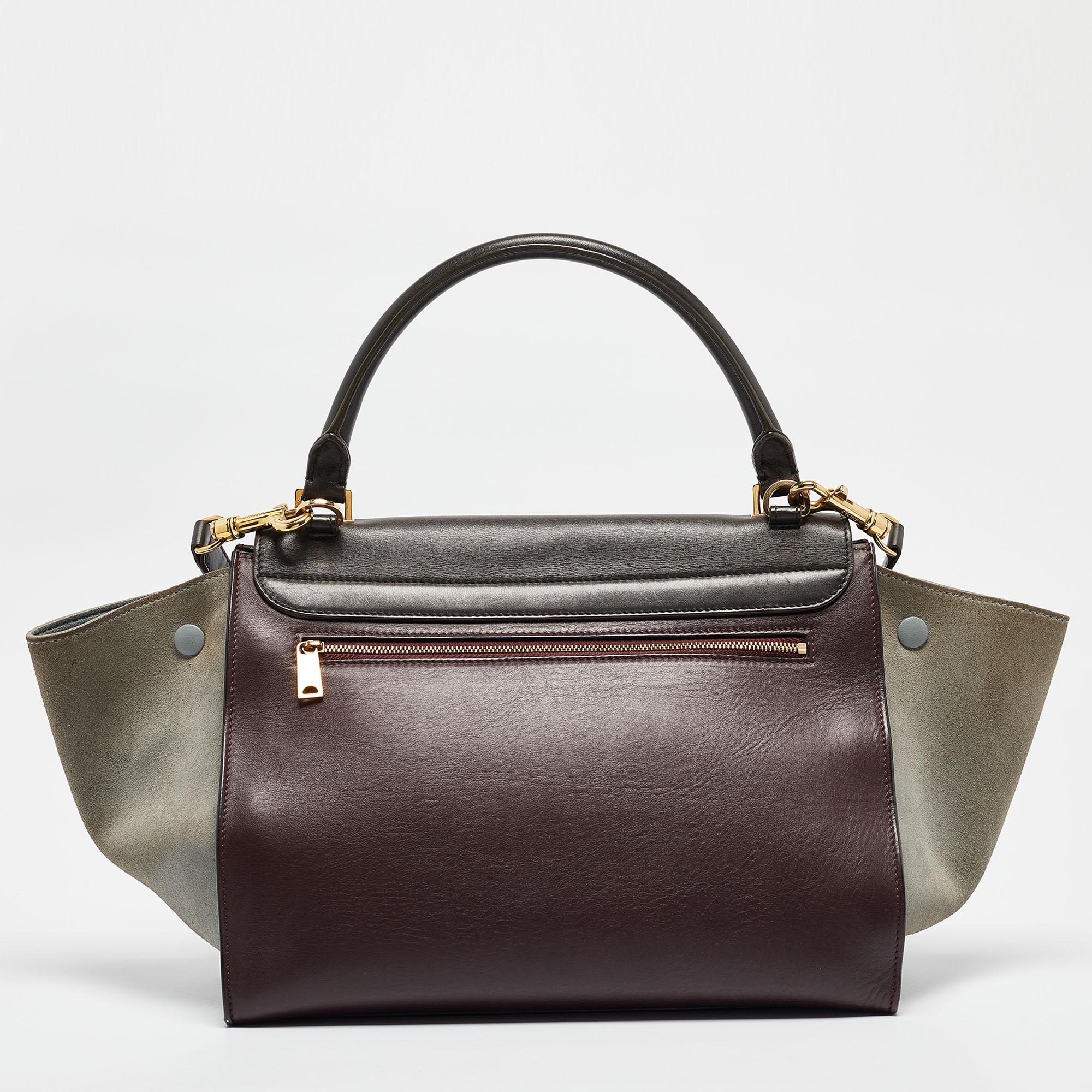 Celine Tricolor Leather And Suede Medium Trapeze Top Handle Bag