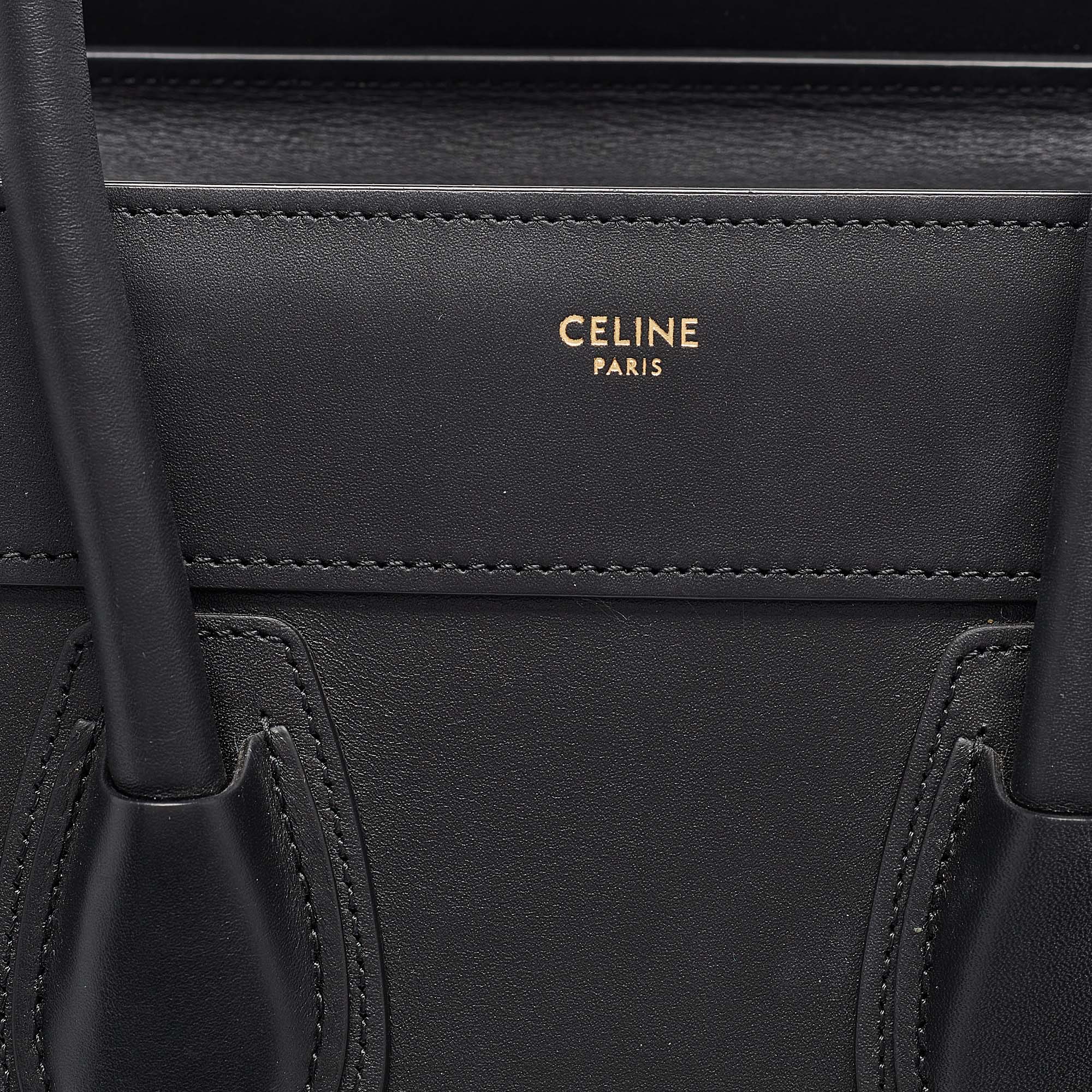 Celine Black Leather Micro Luggage Tote