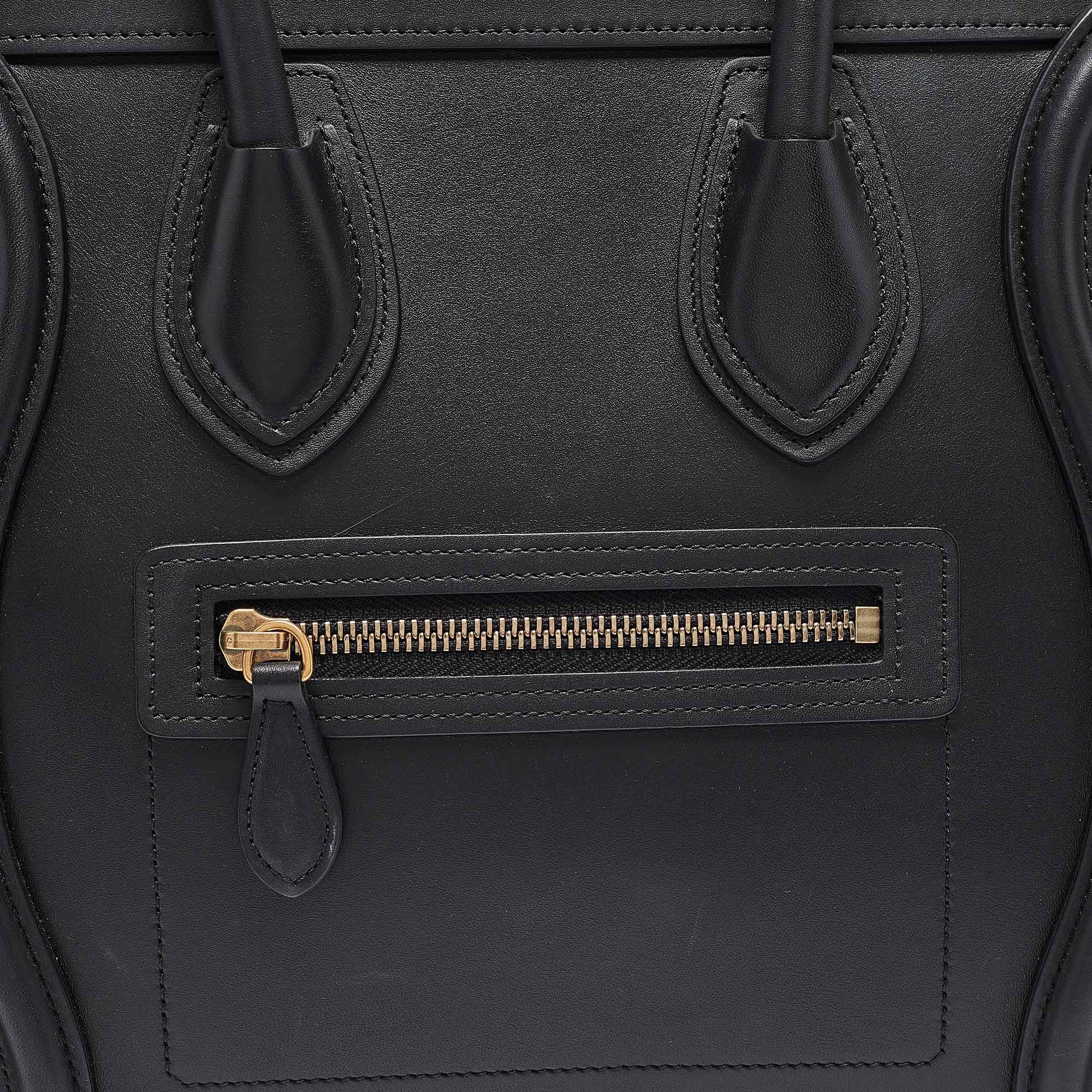 Celine Black Leather Micro Luggage Tote