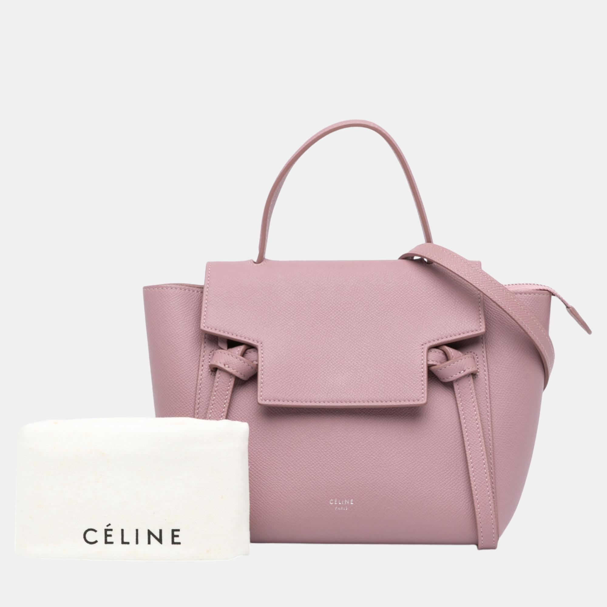 Celine Pink Nano Leather Belt Satchel