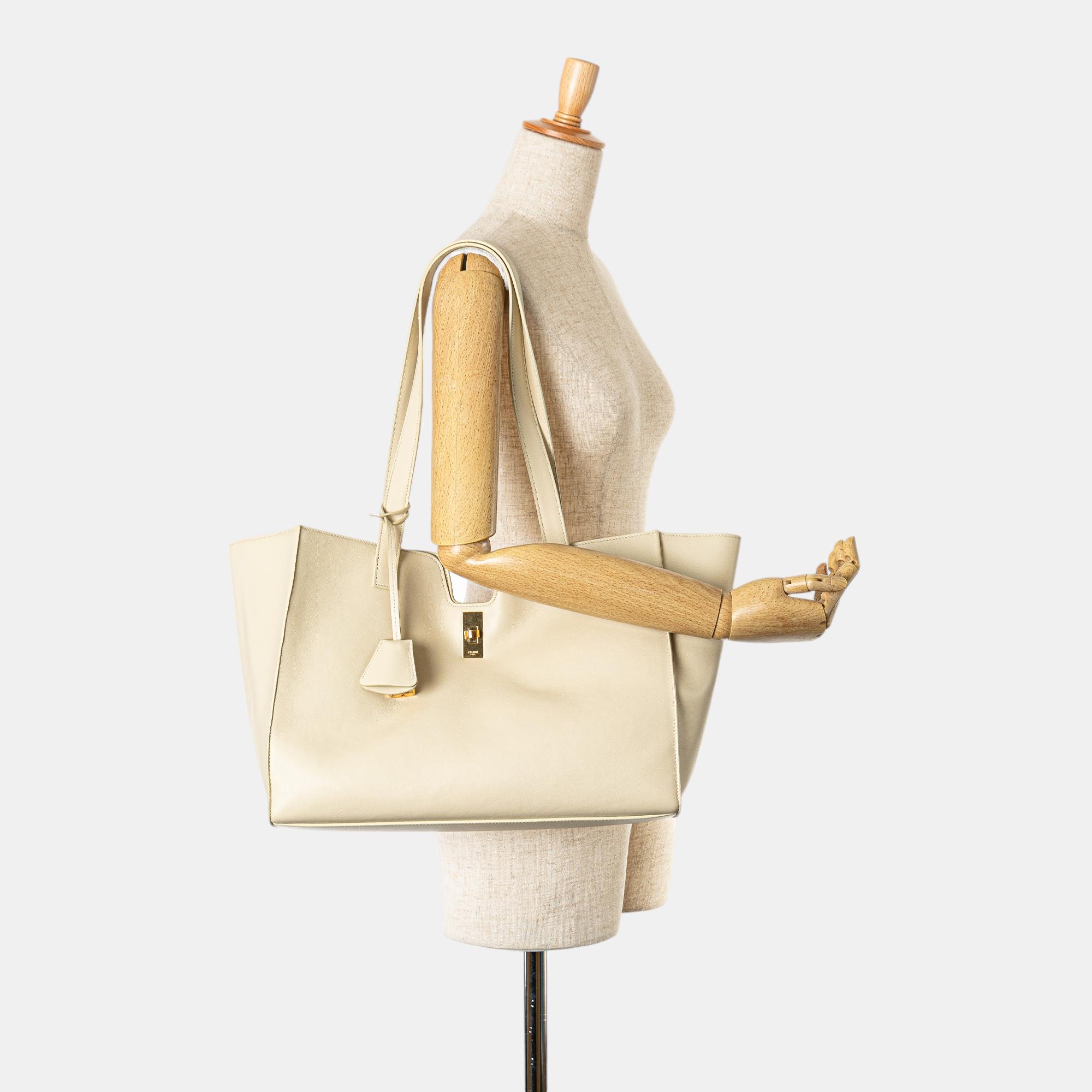 Celine White Smooth Calfskin Soft 16 Cabas